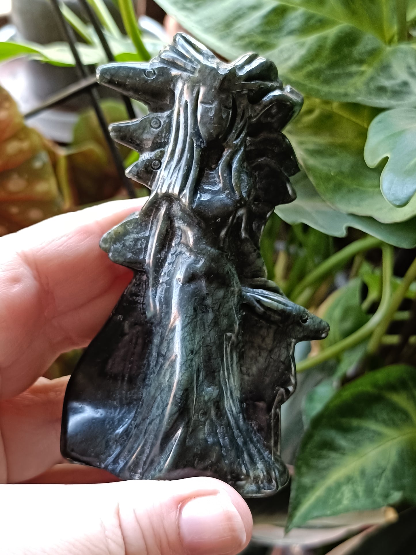 Green Jasper Hecate/Diana Forest Goddess Carving - 180g