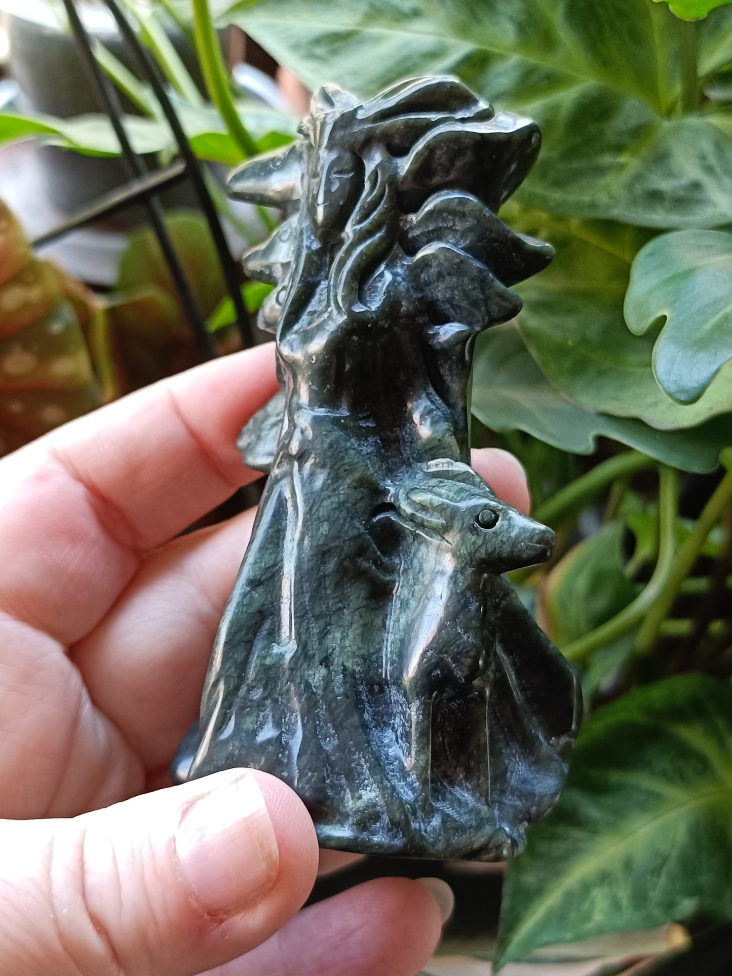 Green Jasper Hecate/Diana Forest Goddess Carving - 180g