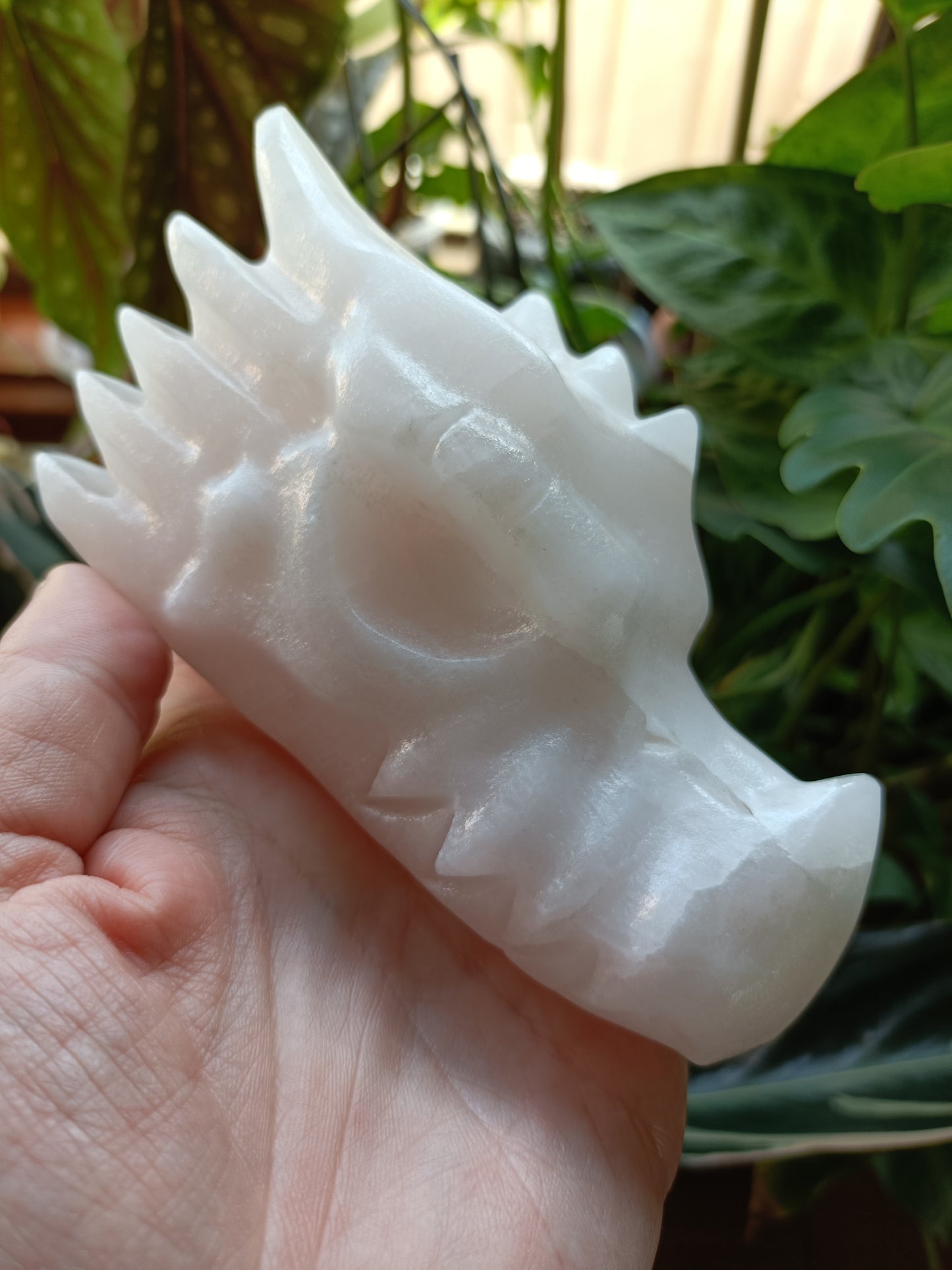 Pink Mangano Calcite Dragonhead Carving - 740g