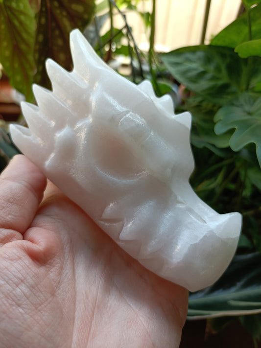 Pink Mangano Calcite Dragonhead Carving - 740g