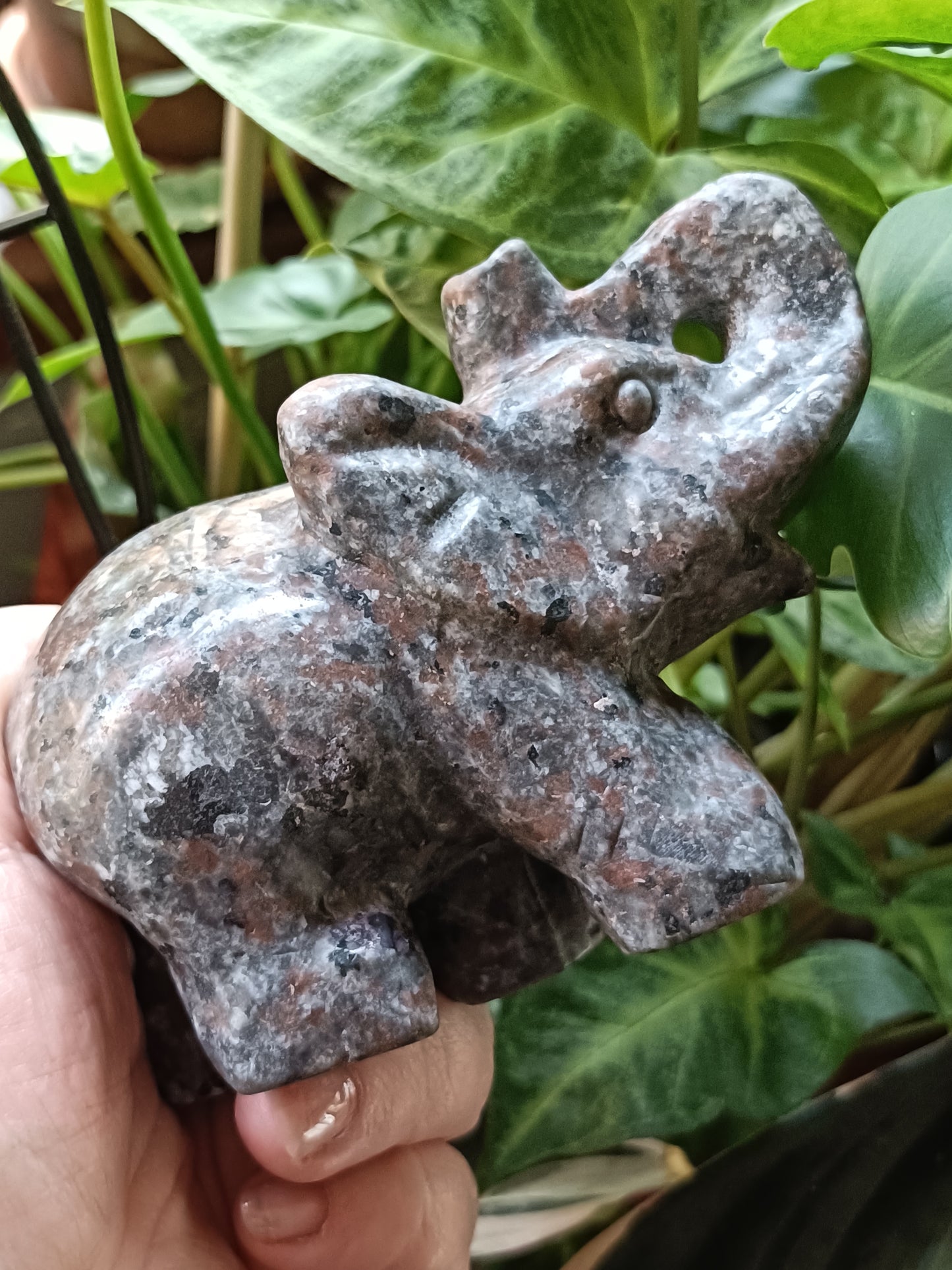 Sodalite & Syenite 'Emberlite/Yooperlite' Elephant Carving - 520g