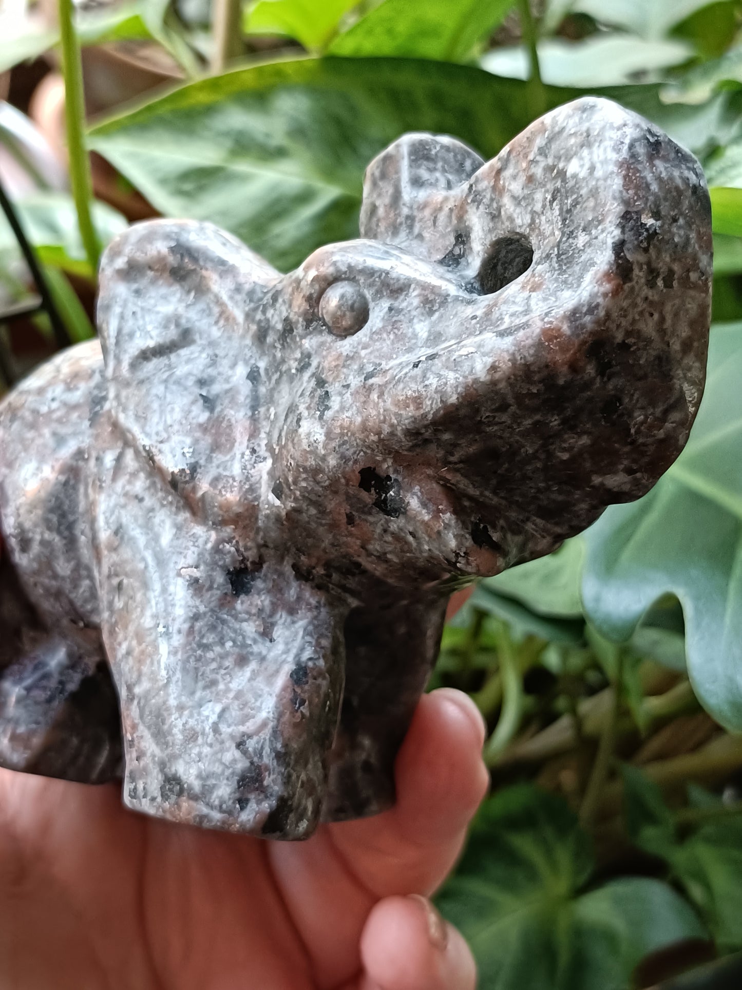 Sodalite & Syenite 'Emberlite/Yooperlite' Elephant Carving - 520g