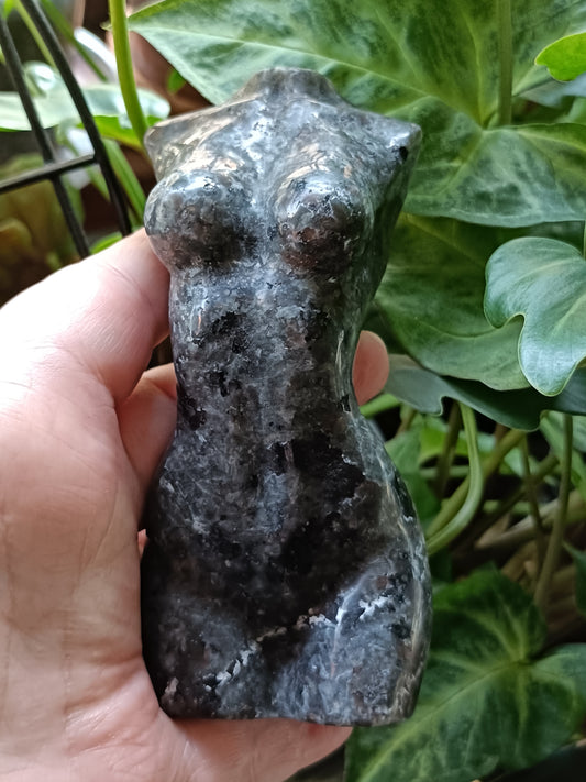 Sodalite & Syenite 'Emberlite/Yooperlite' Goddess Body Carving - 480g