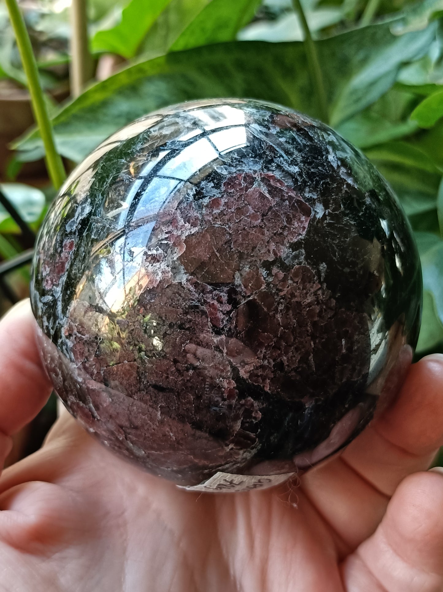Garnet and Arfvedsonite Sphere - 781g