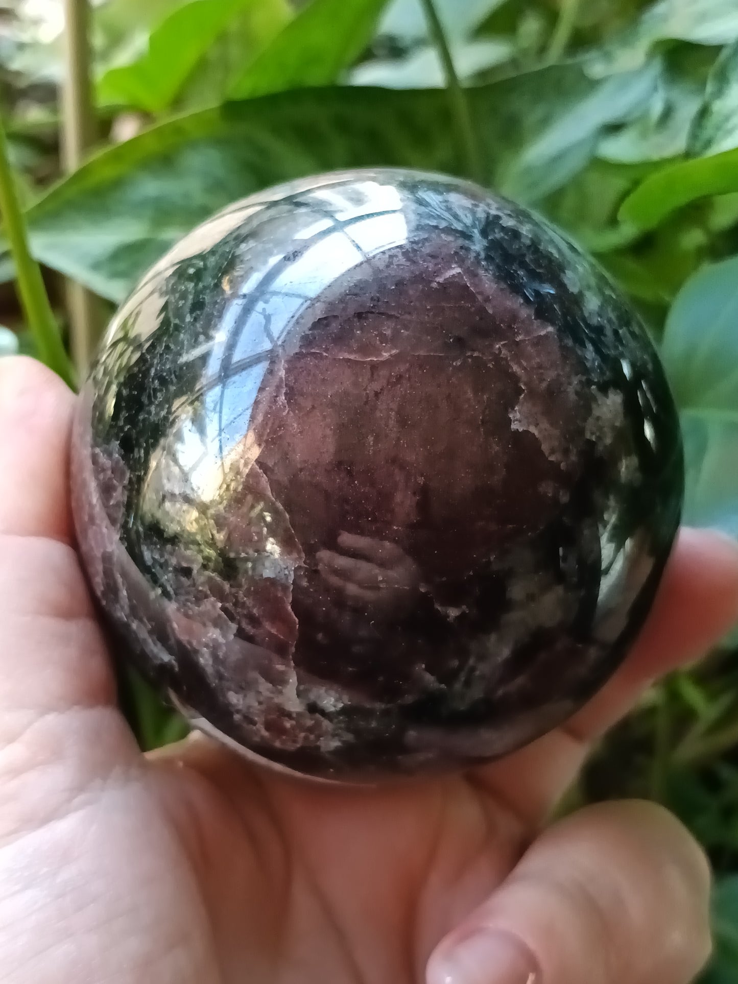 Garnet and Arfvedsonite Sphere - 781g