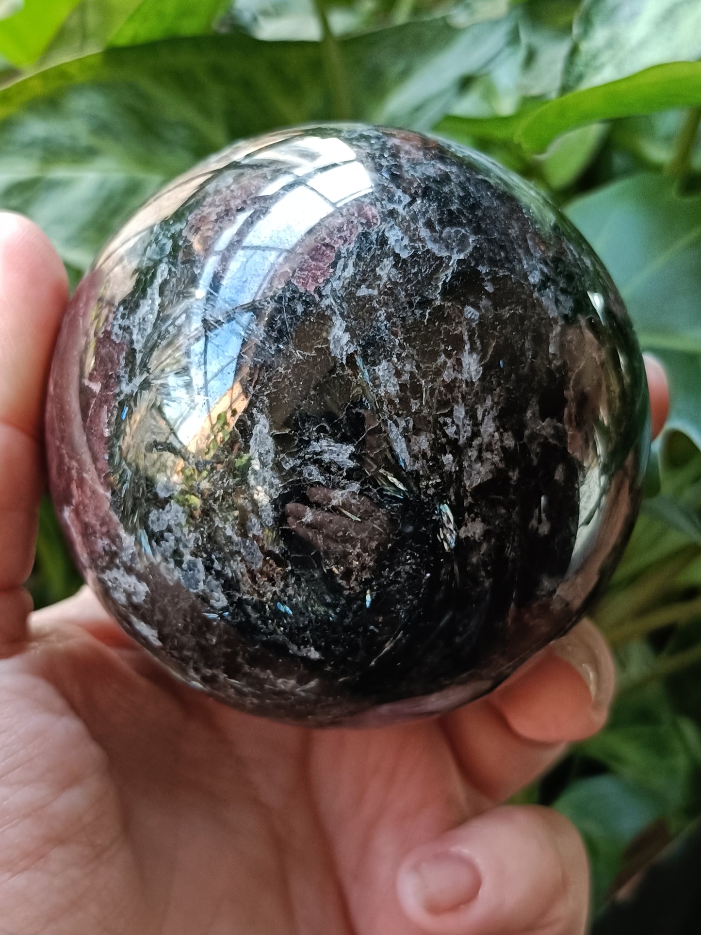 Garnet and Arfvedsonite Sphere - 781g