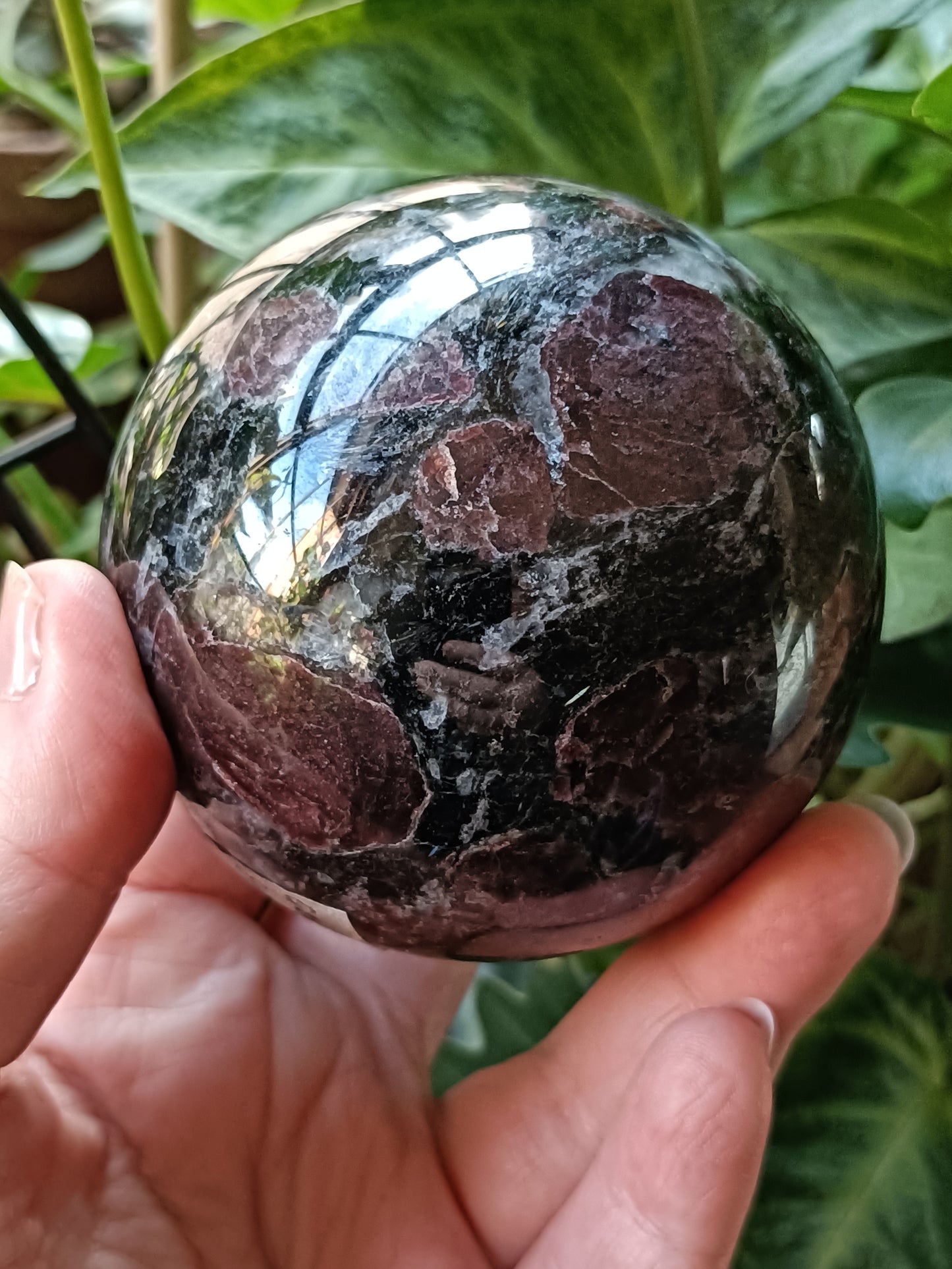 Garnet and Arfvedsonite Sphere - 841g