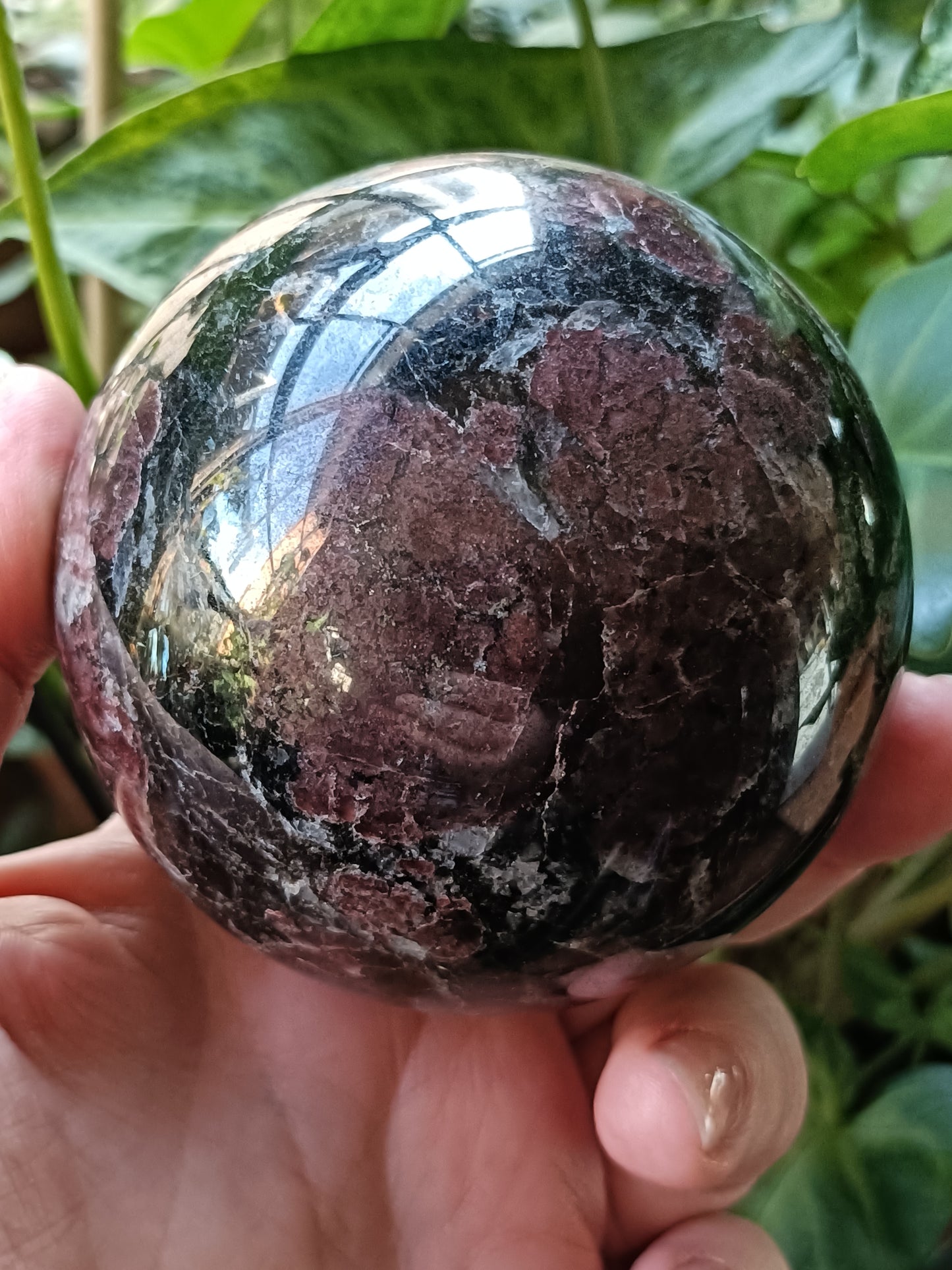 Garnet and Arfvedsonite Sphere - 841g