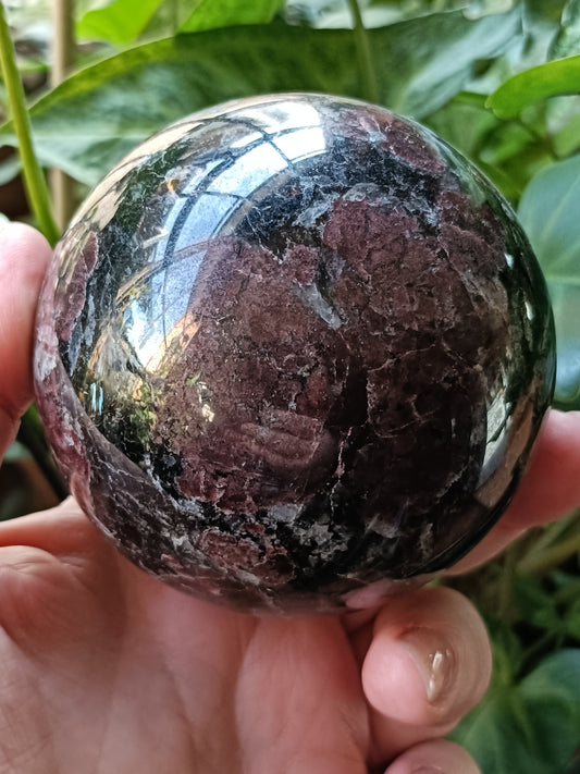 Garnet and Arfvedsonite Sphere - 841g