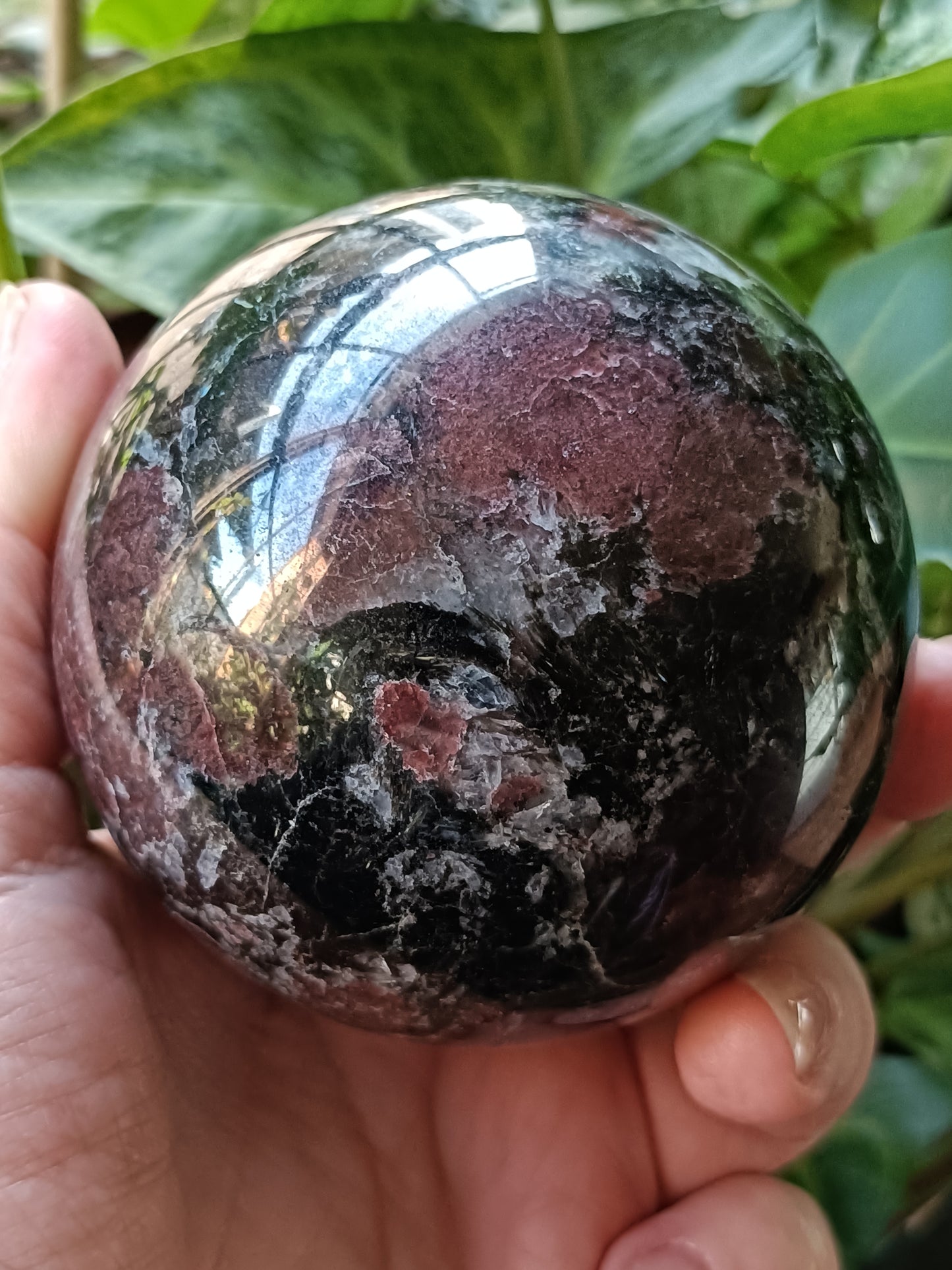 Garnet and Arfvedsonite Sphere - 841g