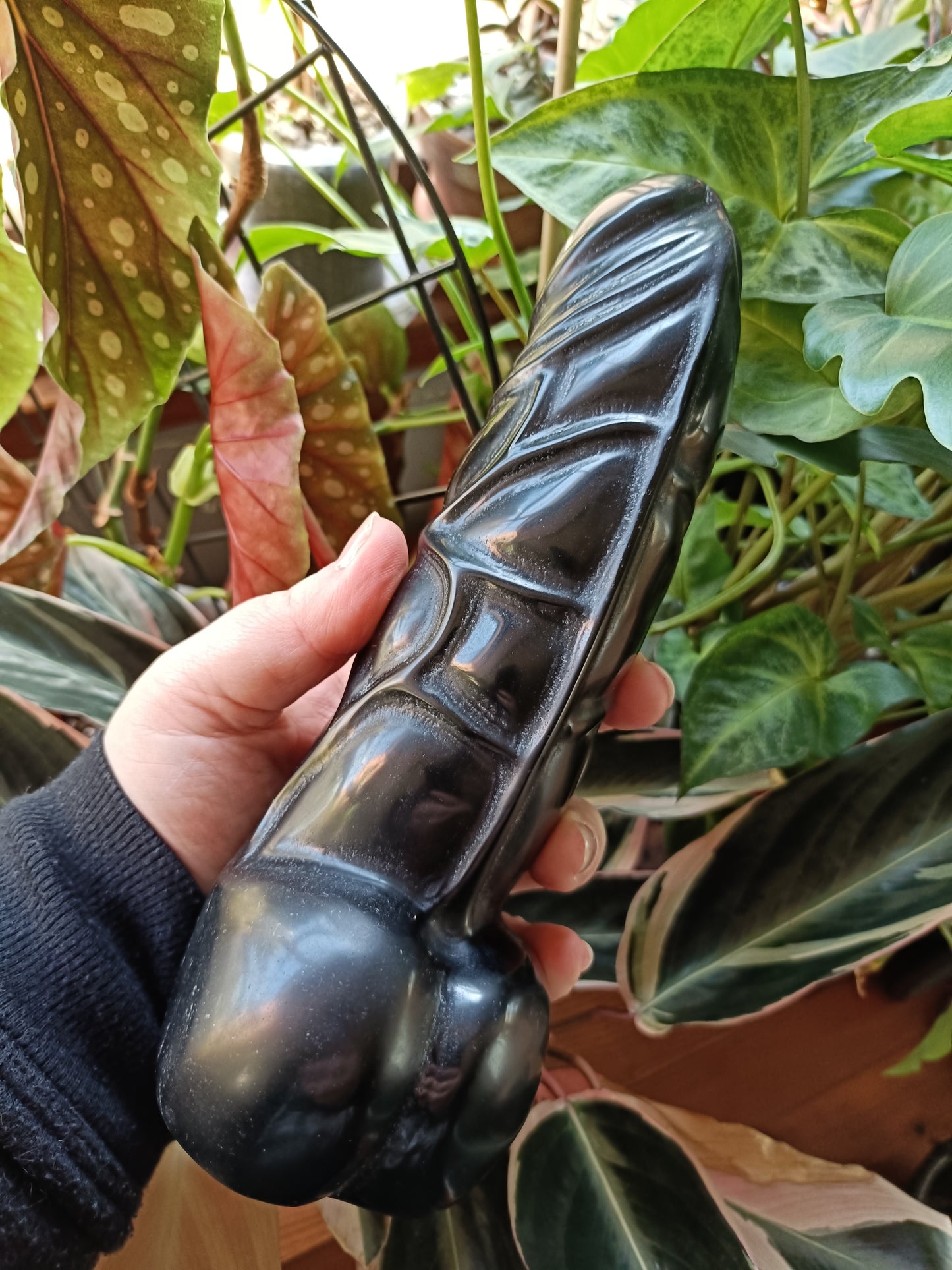 Black Obsidian Ding Ding Carving - 1220g