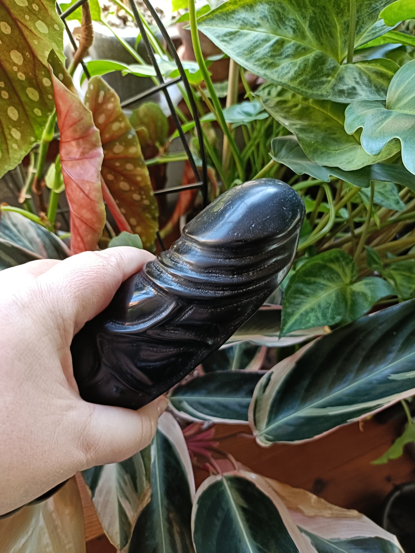 Black Obsidian Ding Ding Carving - 1220g