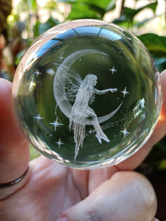 Glass Sphere - Fairy and Moon
