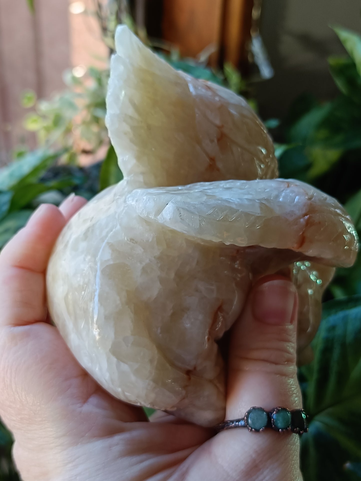 Orange Banded Calcite Sleeping Angel Cat - 830g