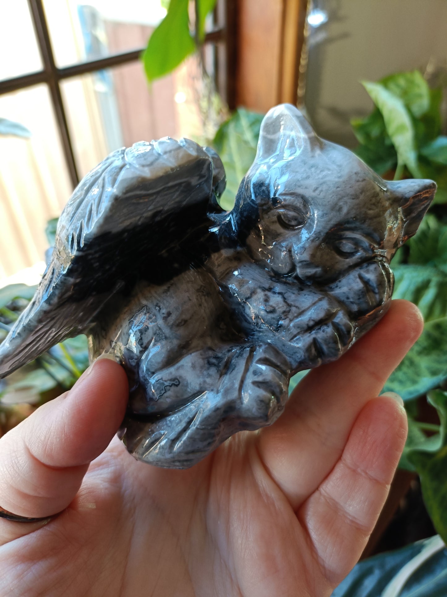 Picasso Jade Sleeping Angel Cat - 849g