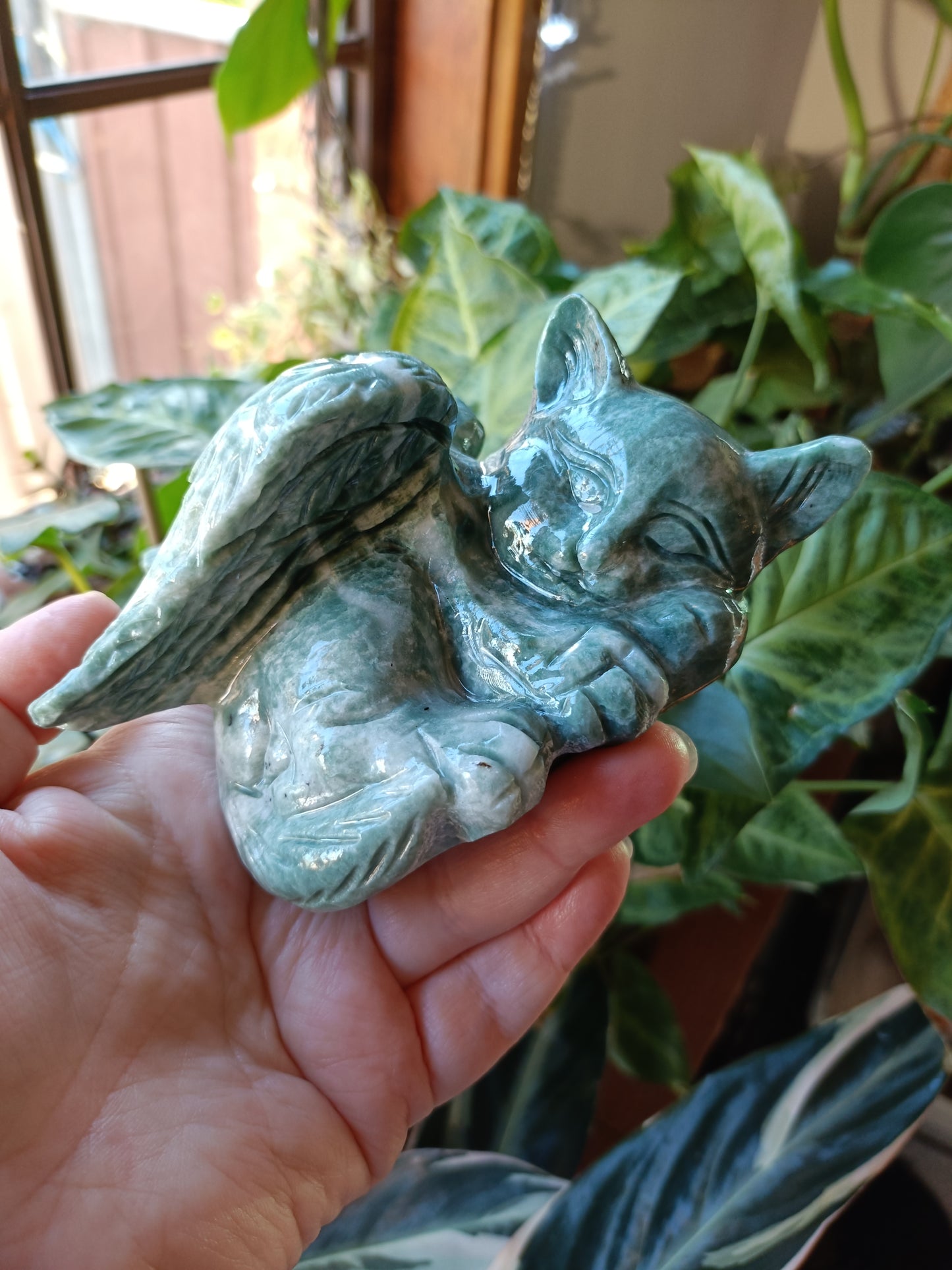 Lushan Jade Sleeping Angel Cat - 770g