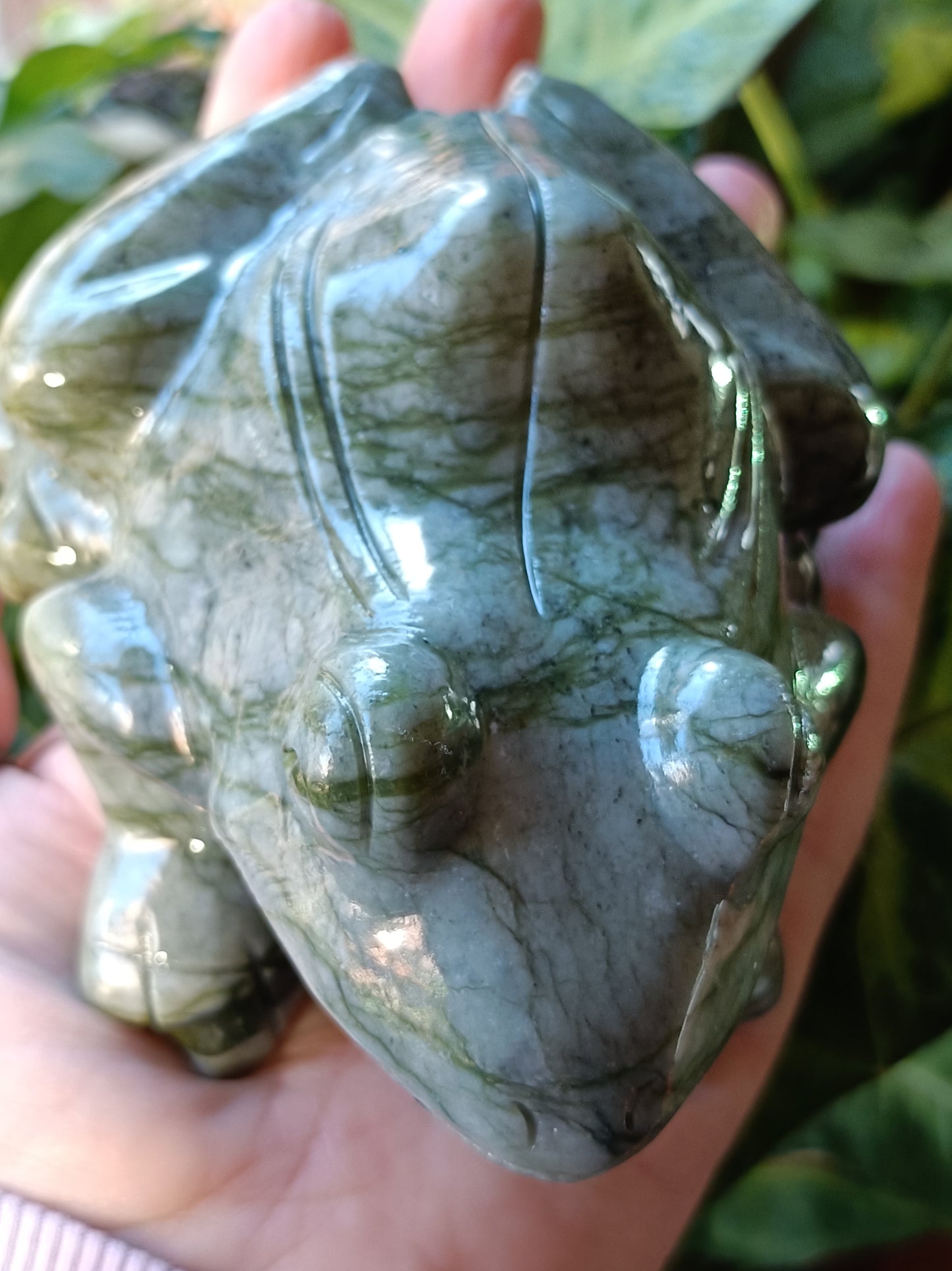 Green 'Nephrite' Jade Frog - 866g