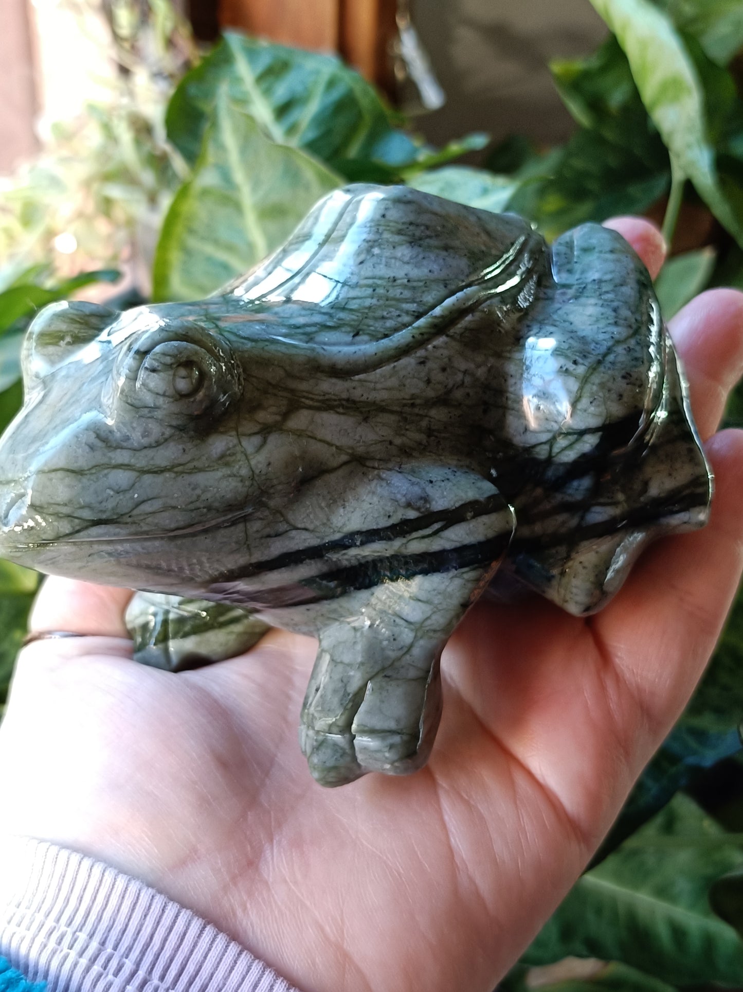 Green 'Nephrite' Jade Frog - 866g