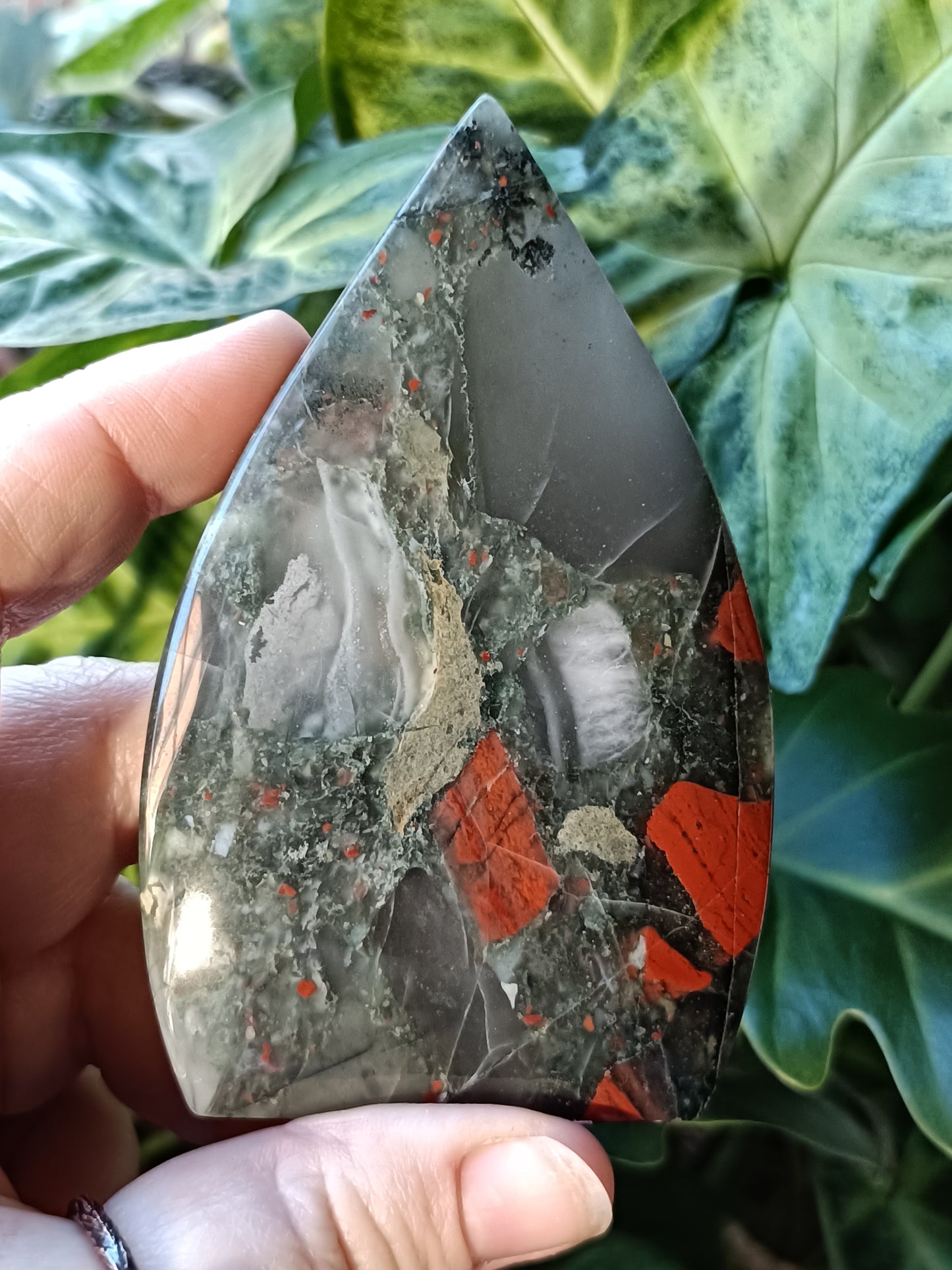 African Bloodstone Teardrop Carving - 185g