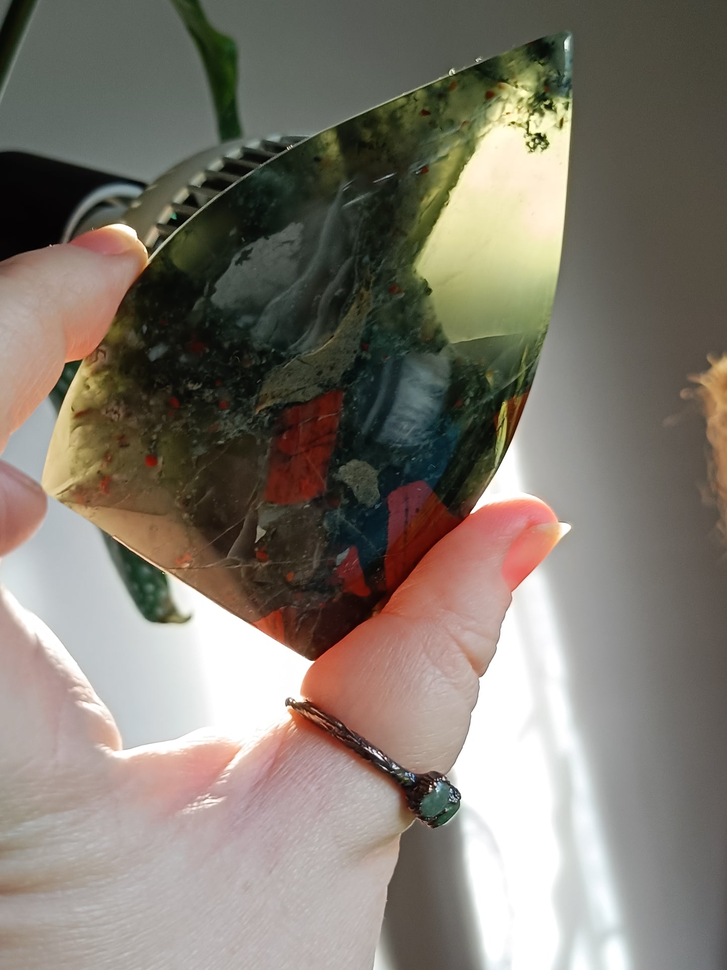 African Bloodstone Teardrop Carving - 185g