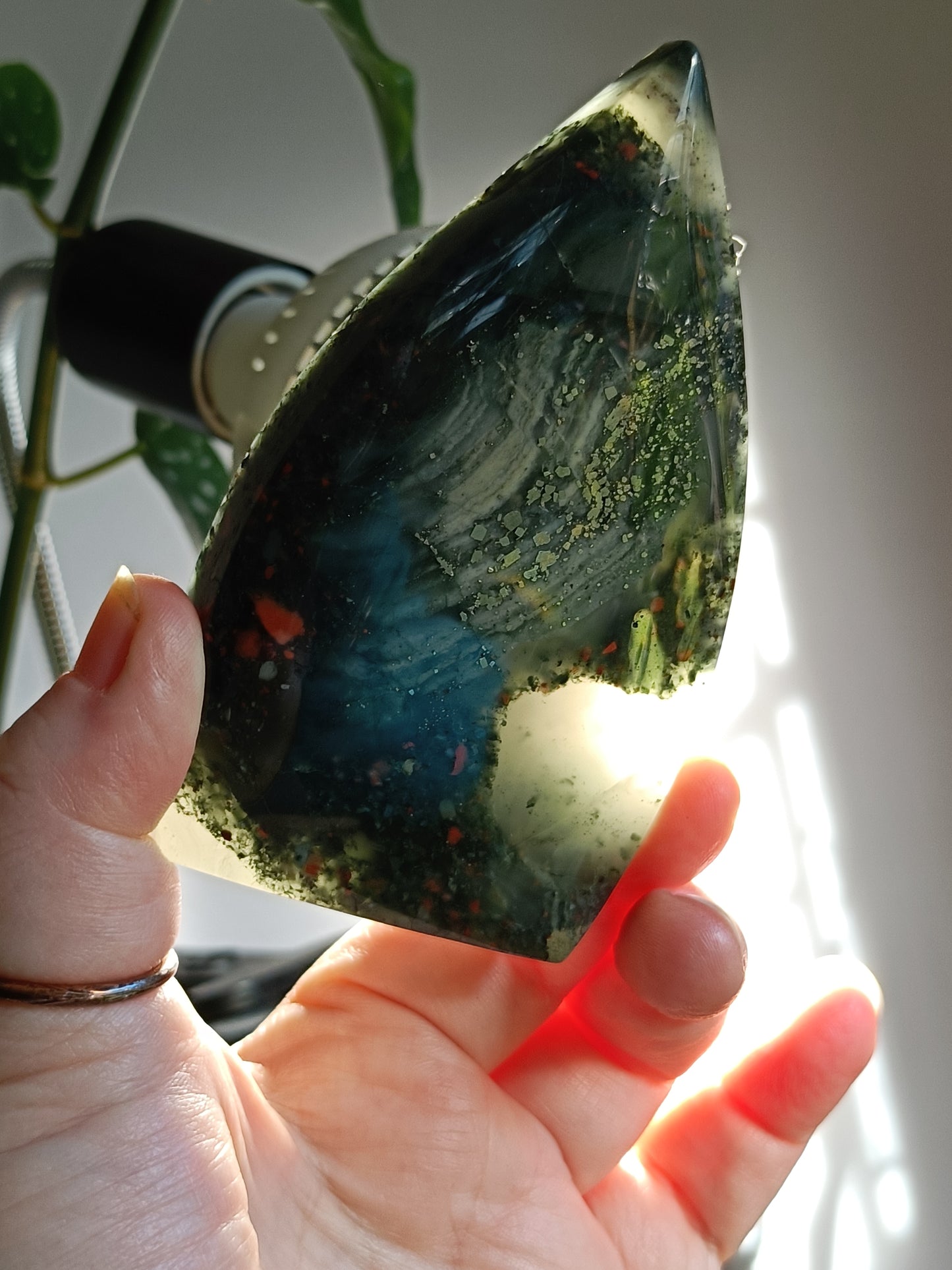 African Bloodstone Teardrop Carving - 255g