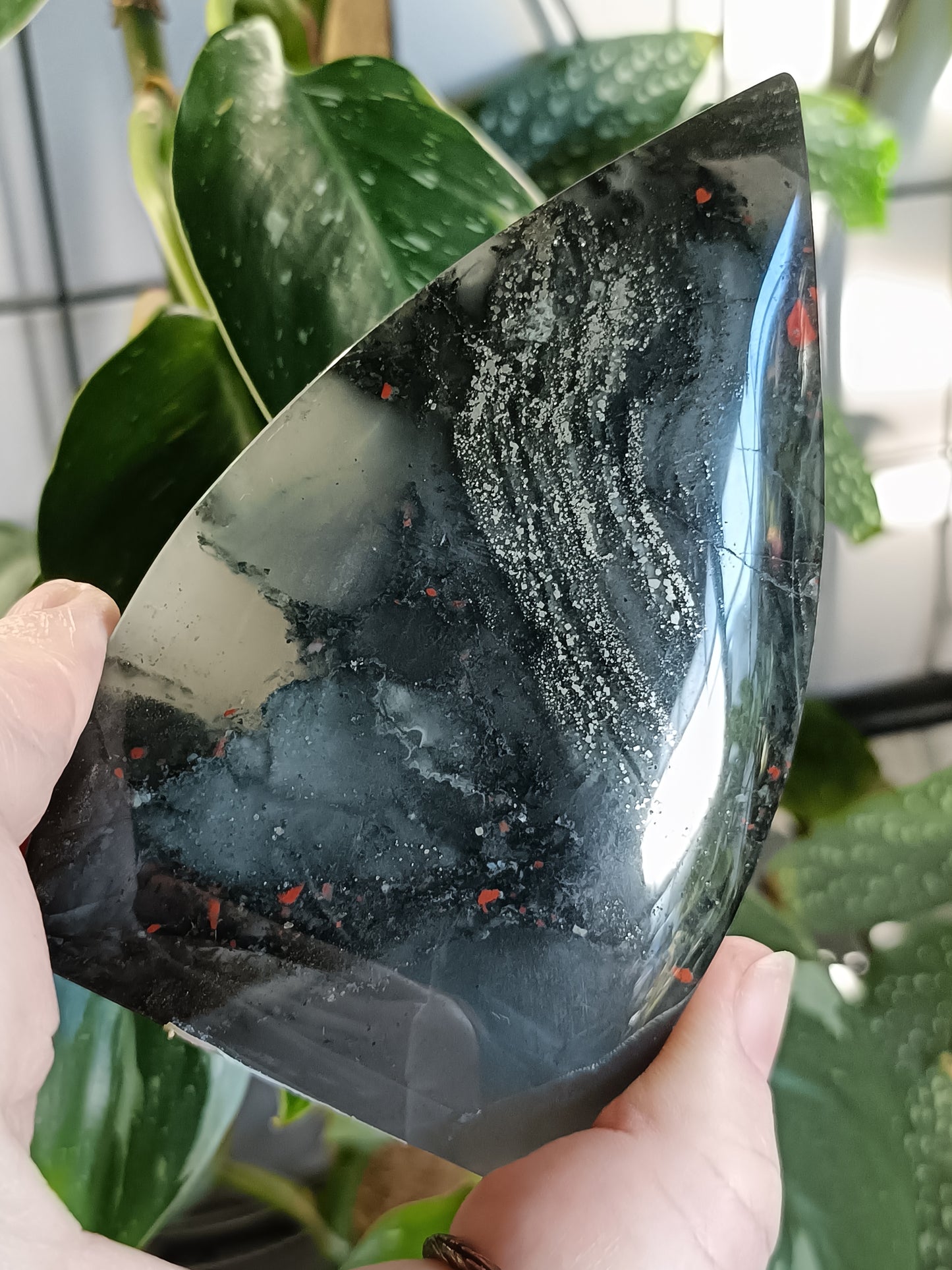 African Bloodstone Teardrop Carving - 255g