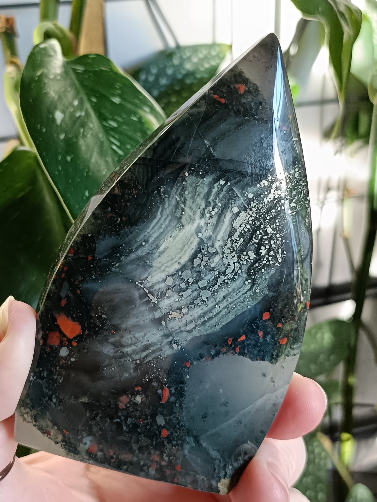 African Bloodstone Teardrop Carving - 255g