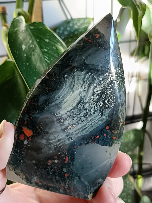 African Bloodstone Teardrop Carving - 255g