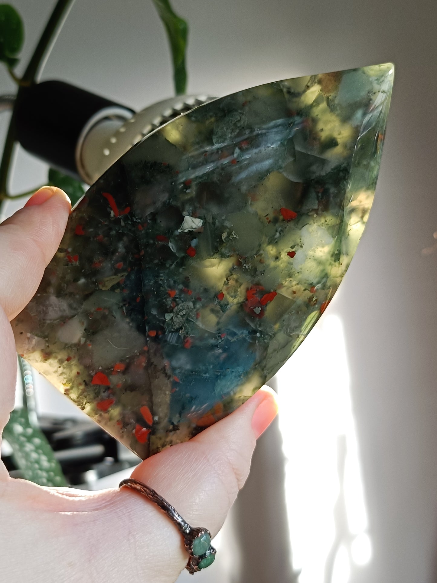 African Bloodstone Teardrop Carving - 243g