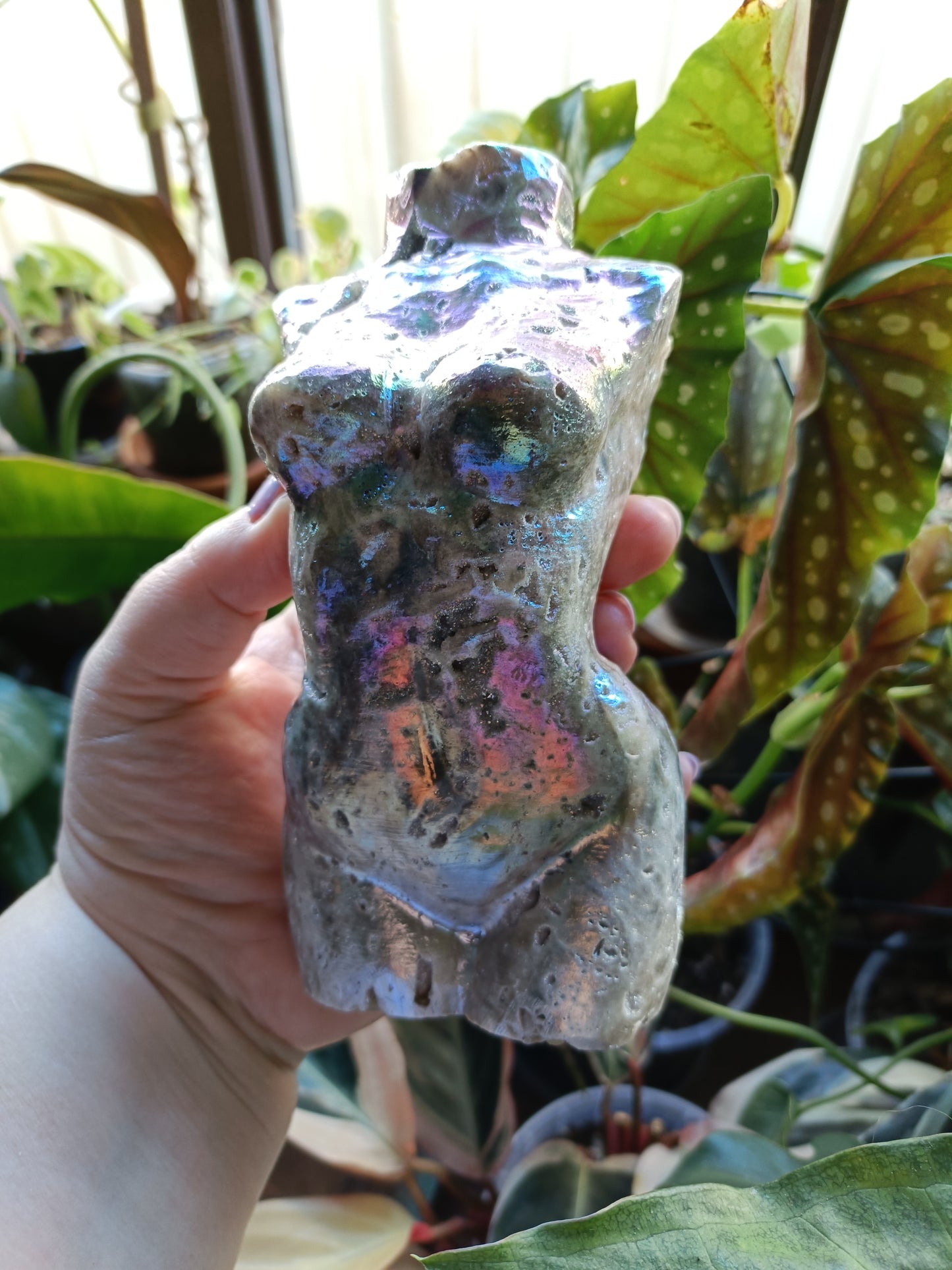Aura Coated Brecciated Quartz Chalcedony Goddess Body - 999g