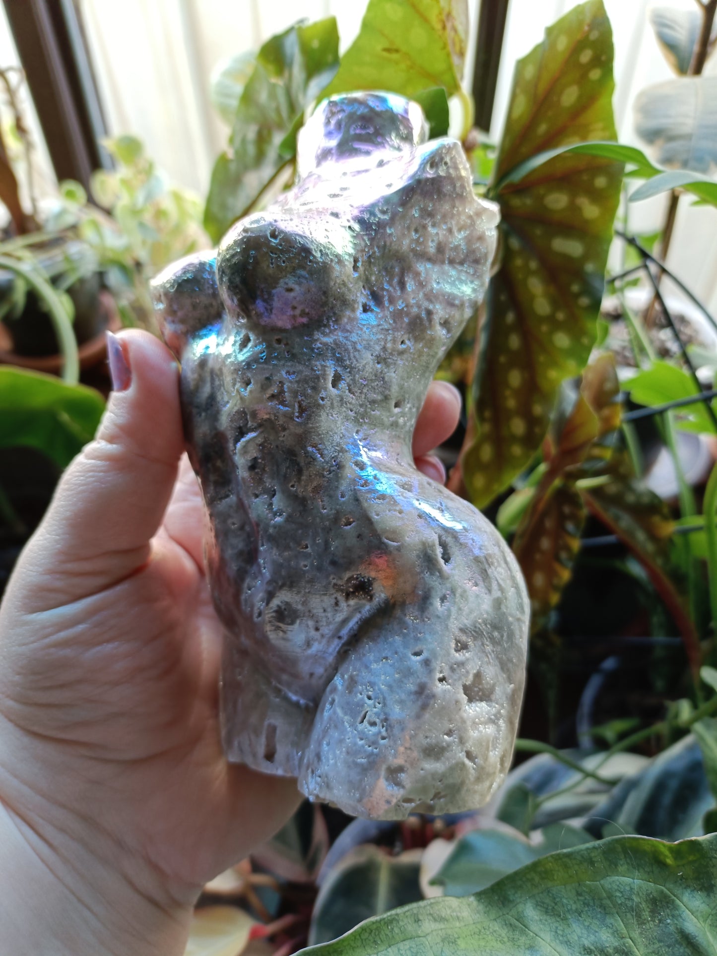 Aura Coated Brecciated Quartz Chalcedony Goddess Body - 999g