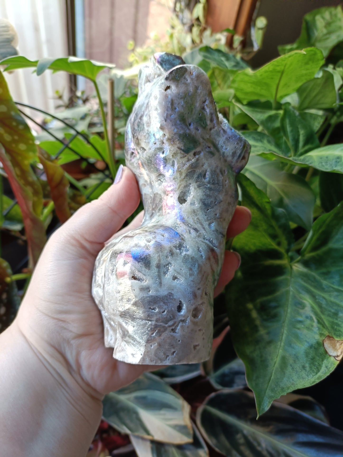 Aura Coated Brecciated Quartz Chalcedony Goddess Body - 999g