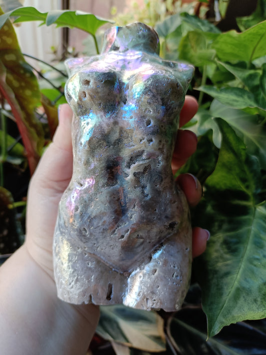 Aura Coated Brecciated Quartz Chalcedony Goddess Body - 999g