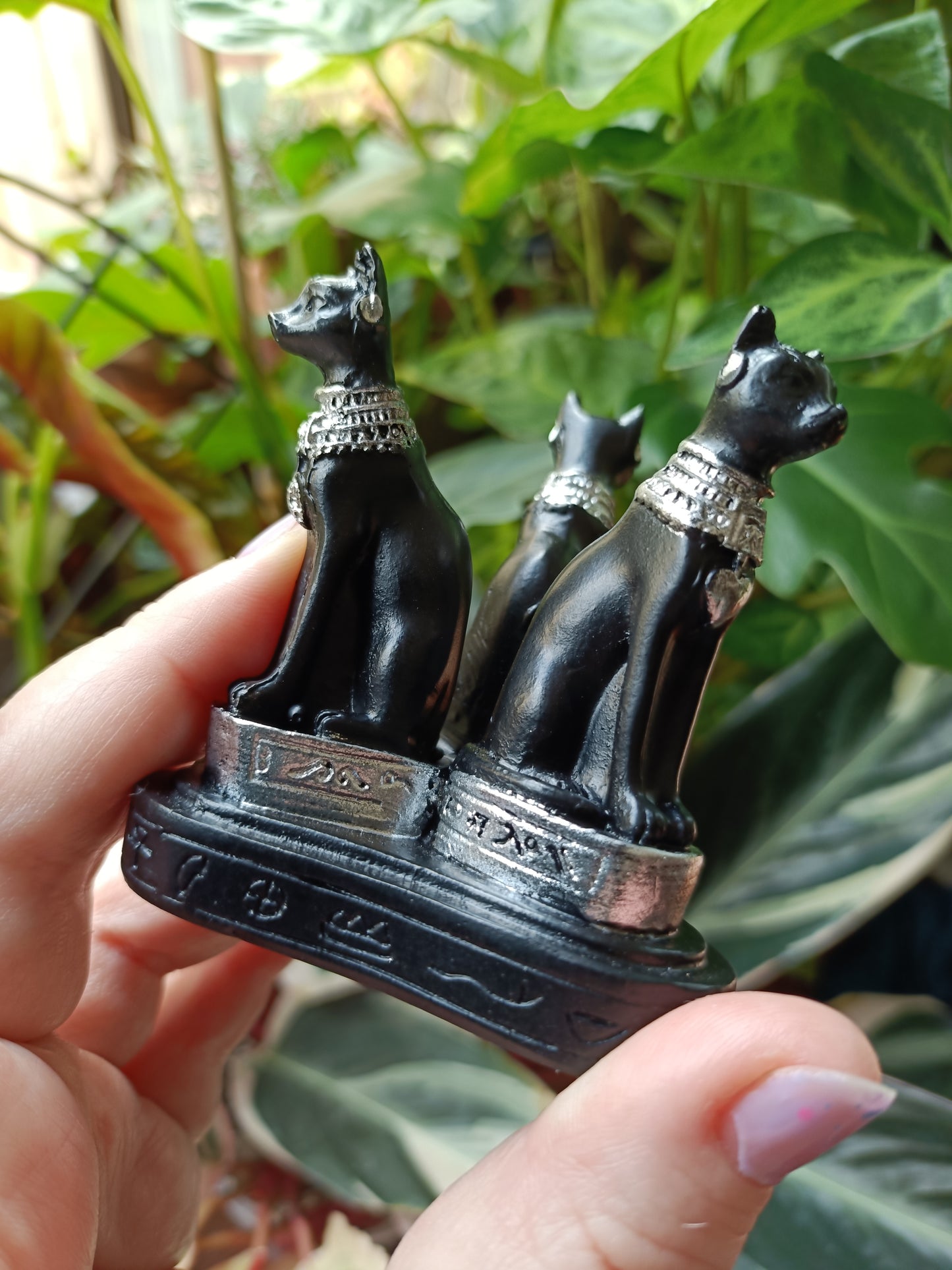 Three Body Egyptian Cat Sphere Stand - Small