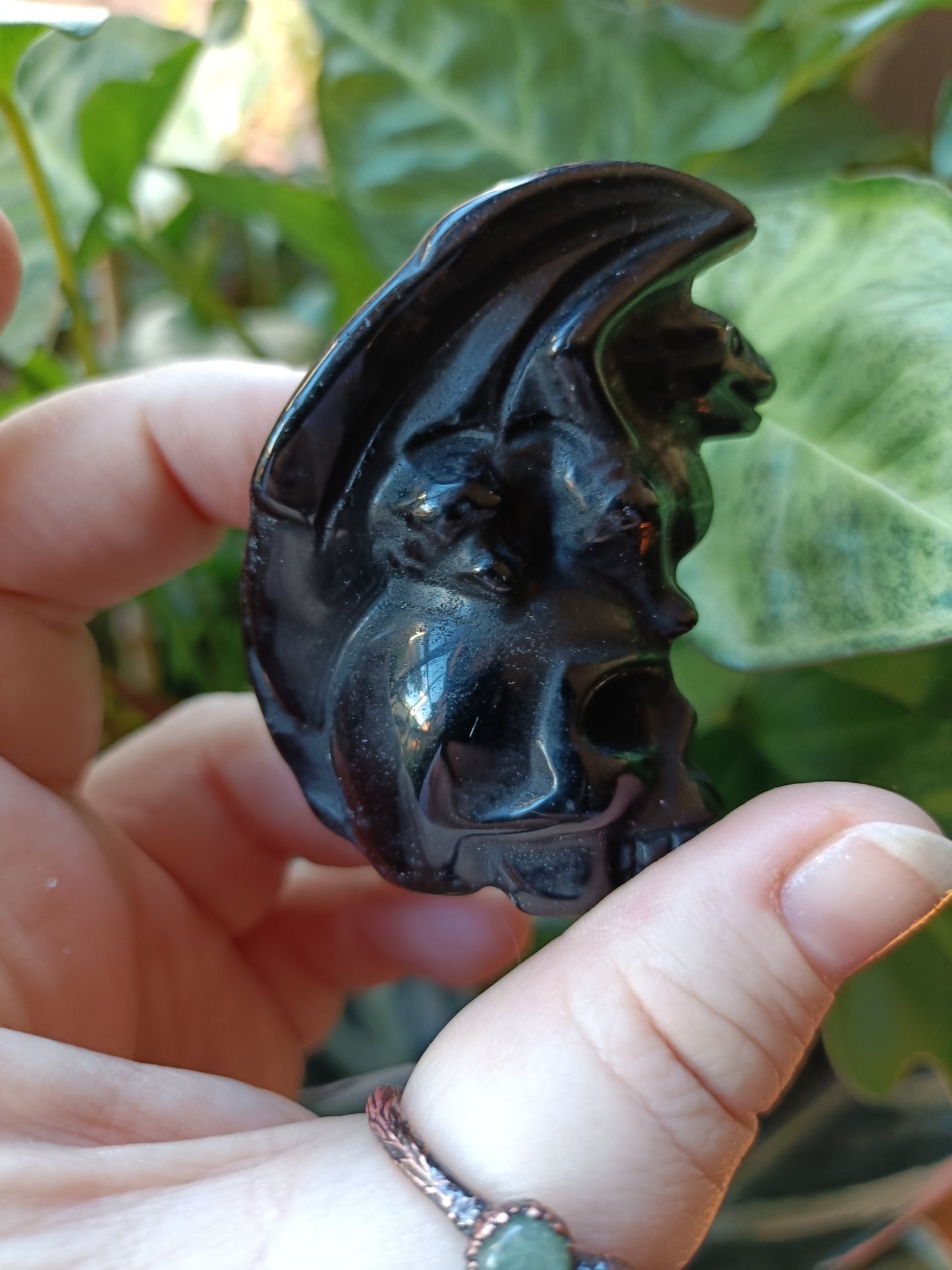 Black Obsidian Dragon on Skull Carving - 78g