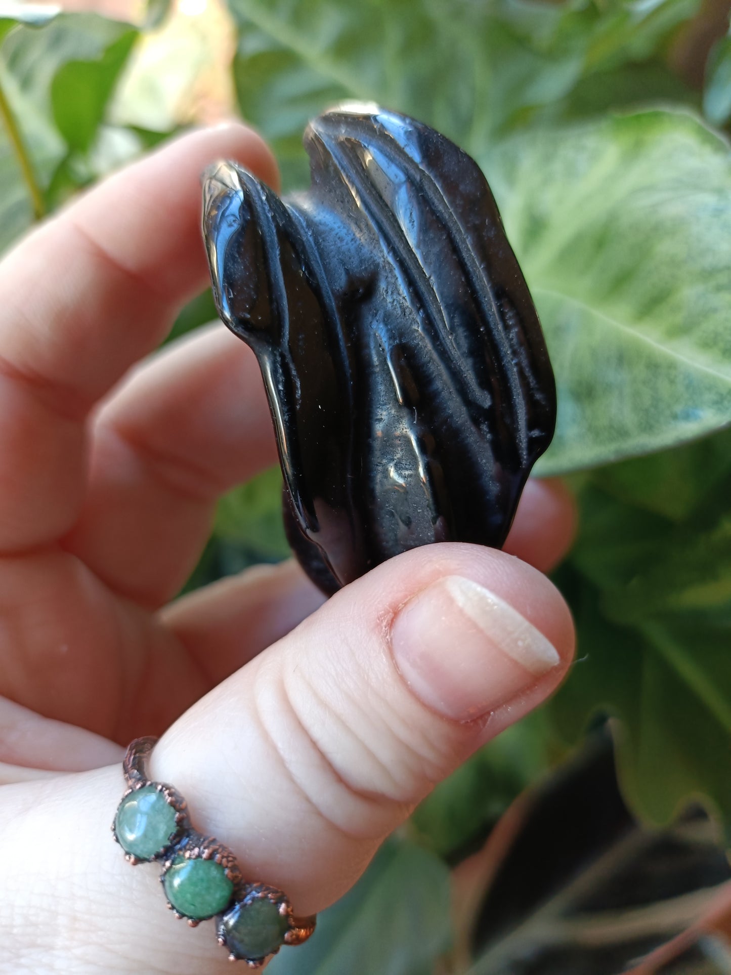 Black Obsidian Dragon on Skull Carving - 78g