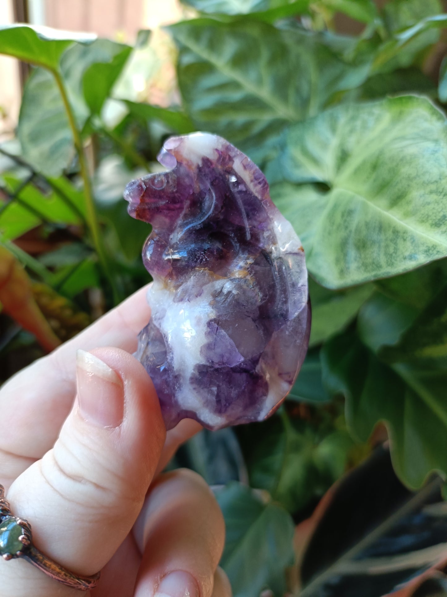 Amethyst Dragon on Skull Carving - 83g