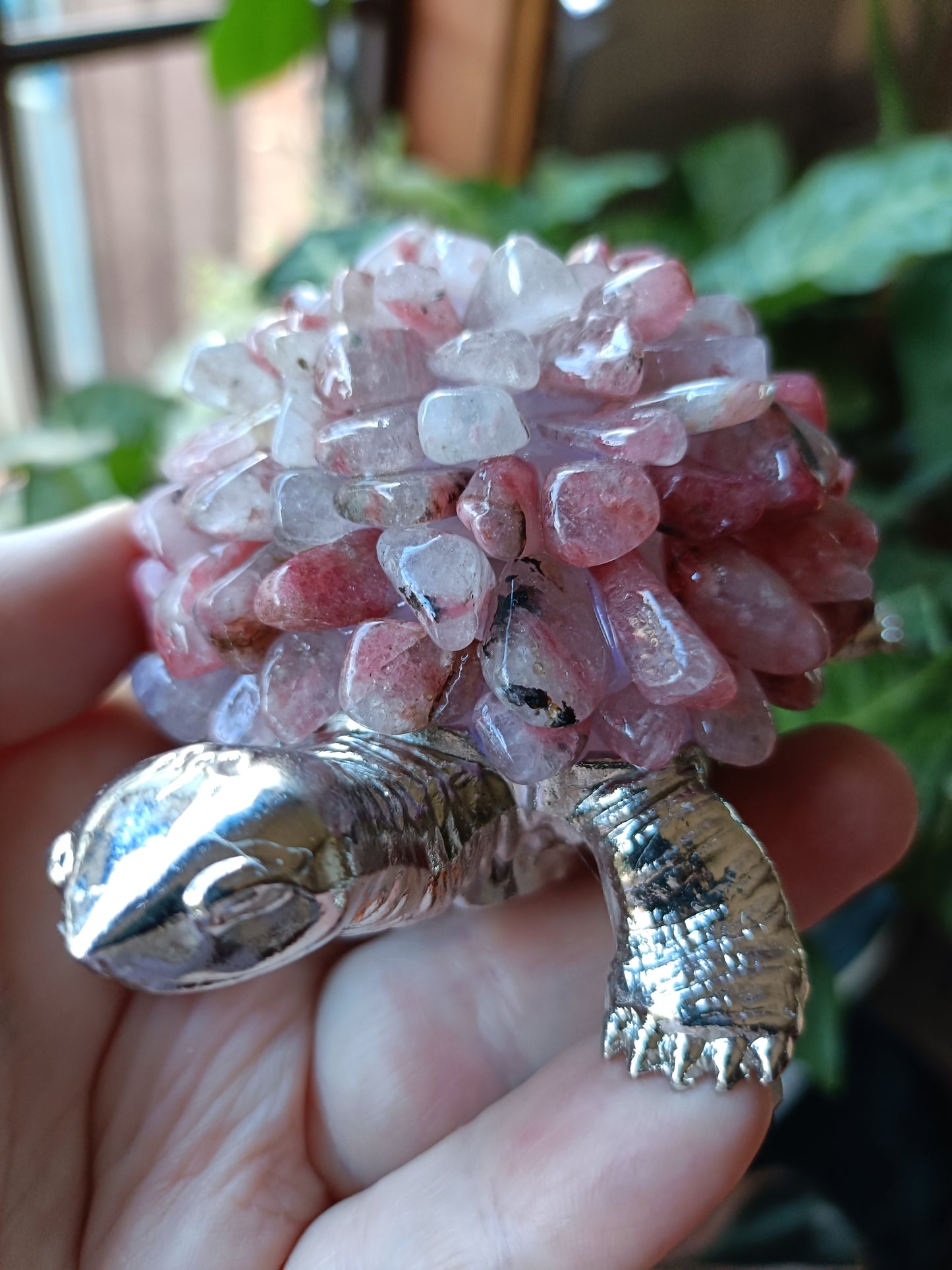Pink Tourmaline LED Turtle Lamp