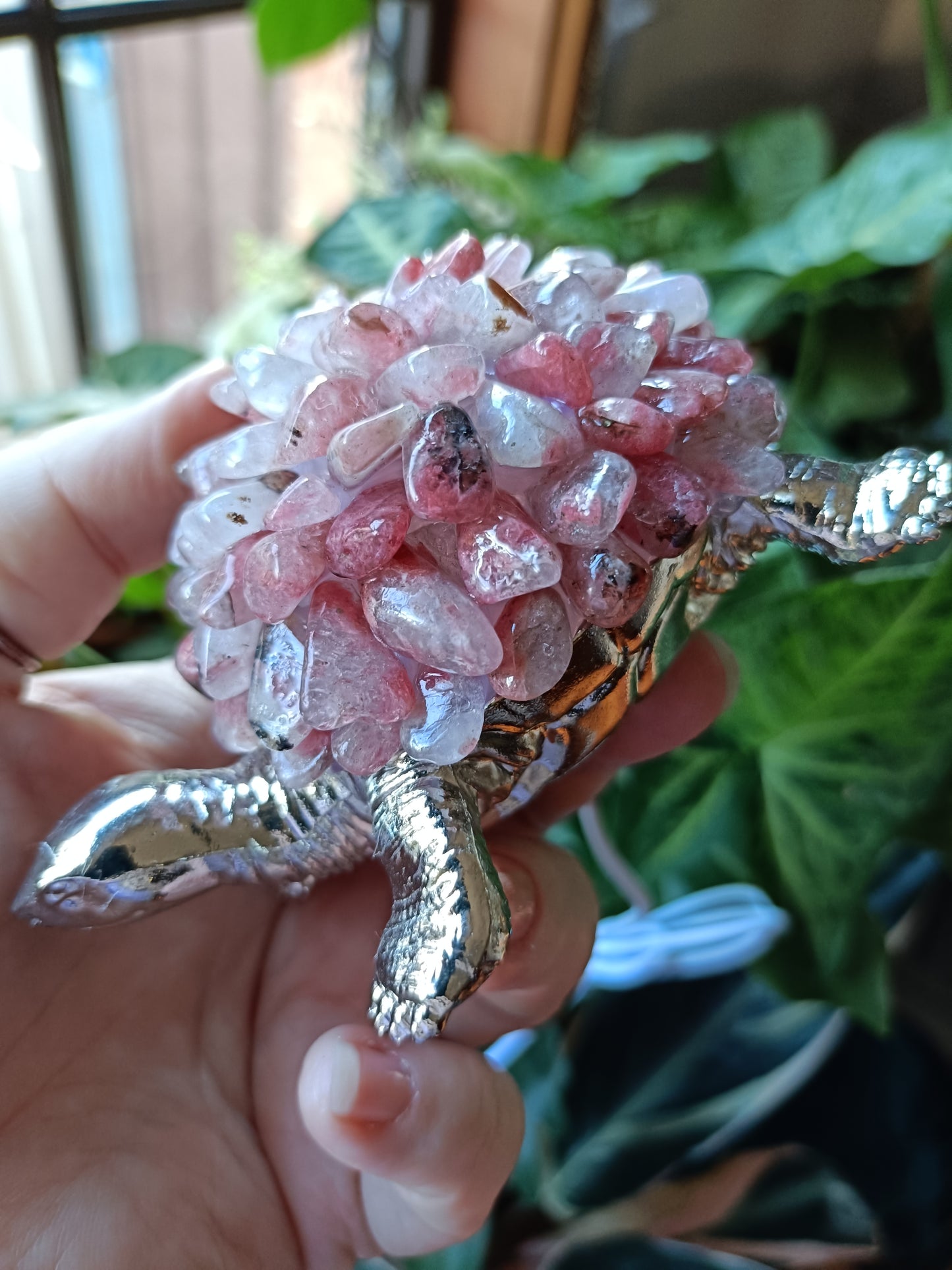 Pink Tourmaline LED Turtle Lamp