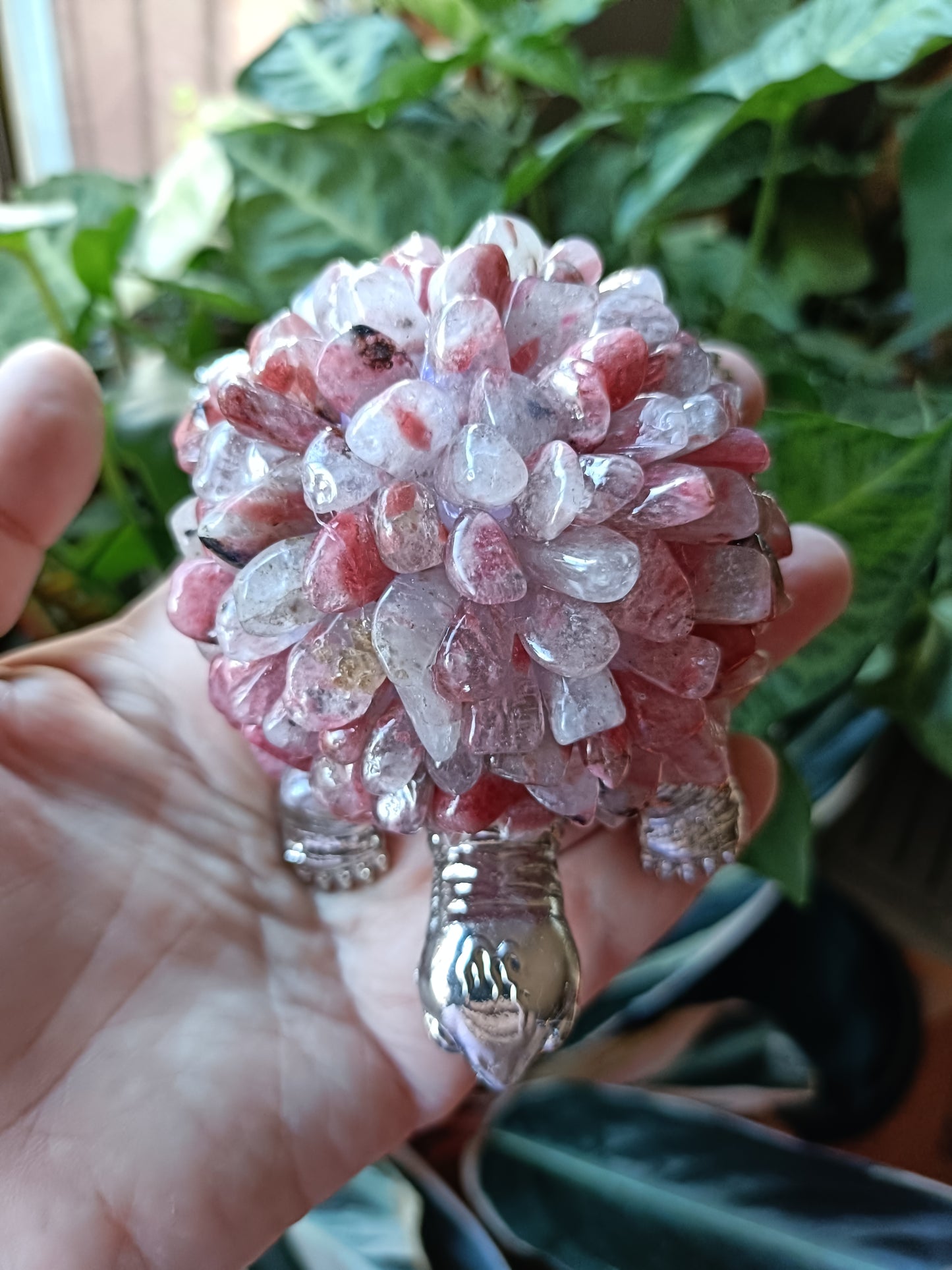 Pink Tourmaline LED Turtle Lamp