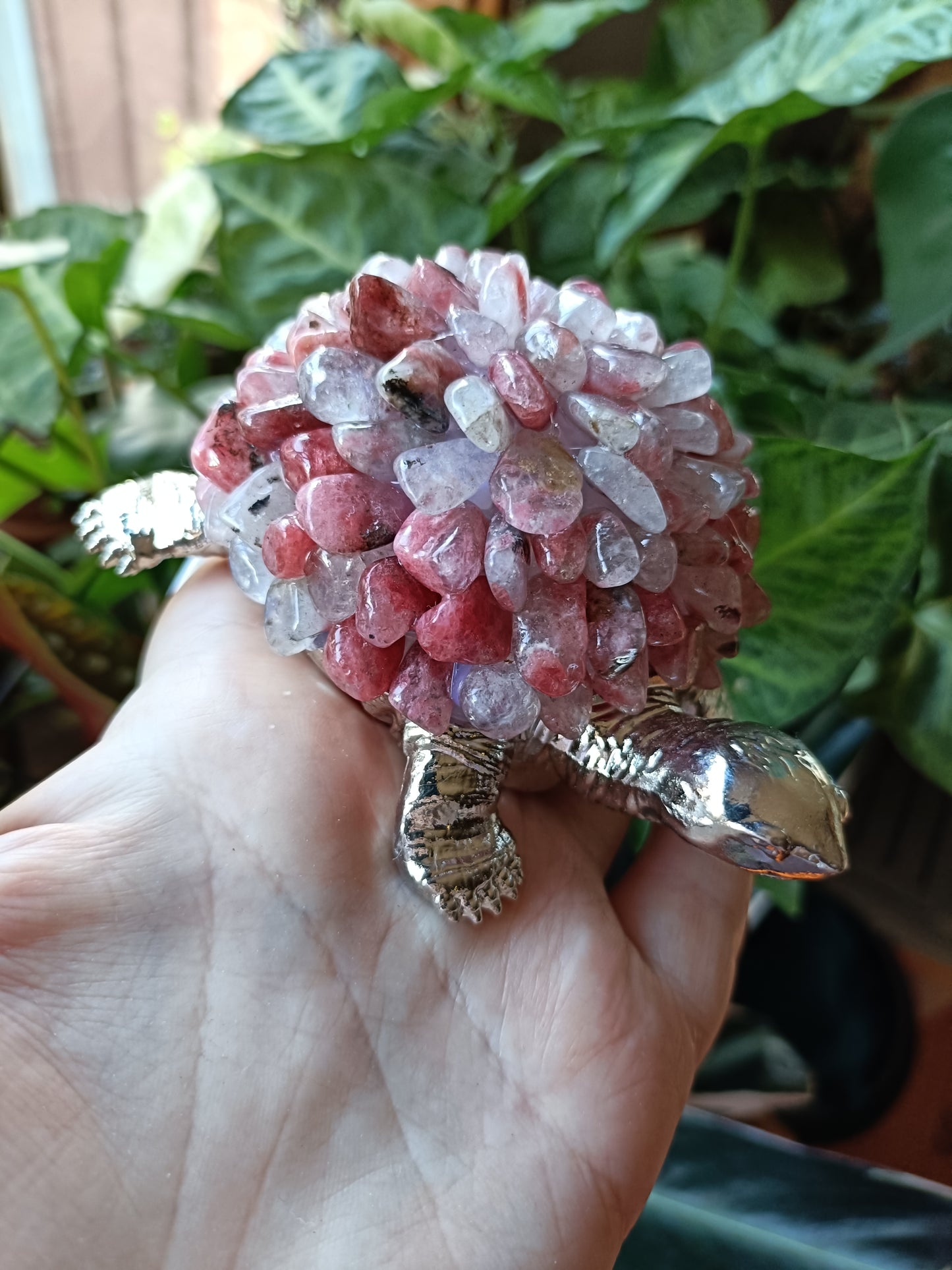 Pink Tourmaline LED Turtle Lamp
