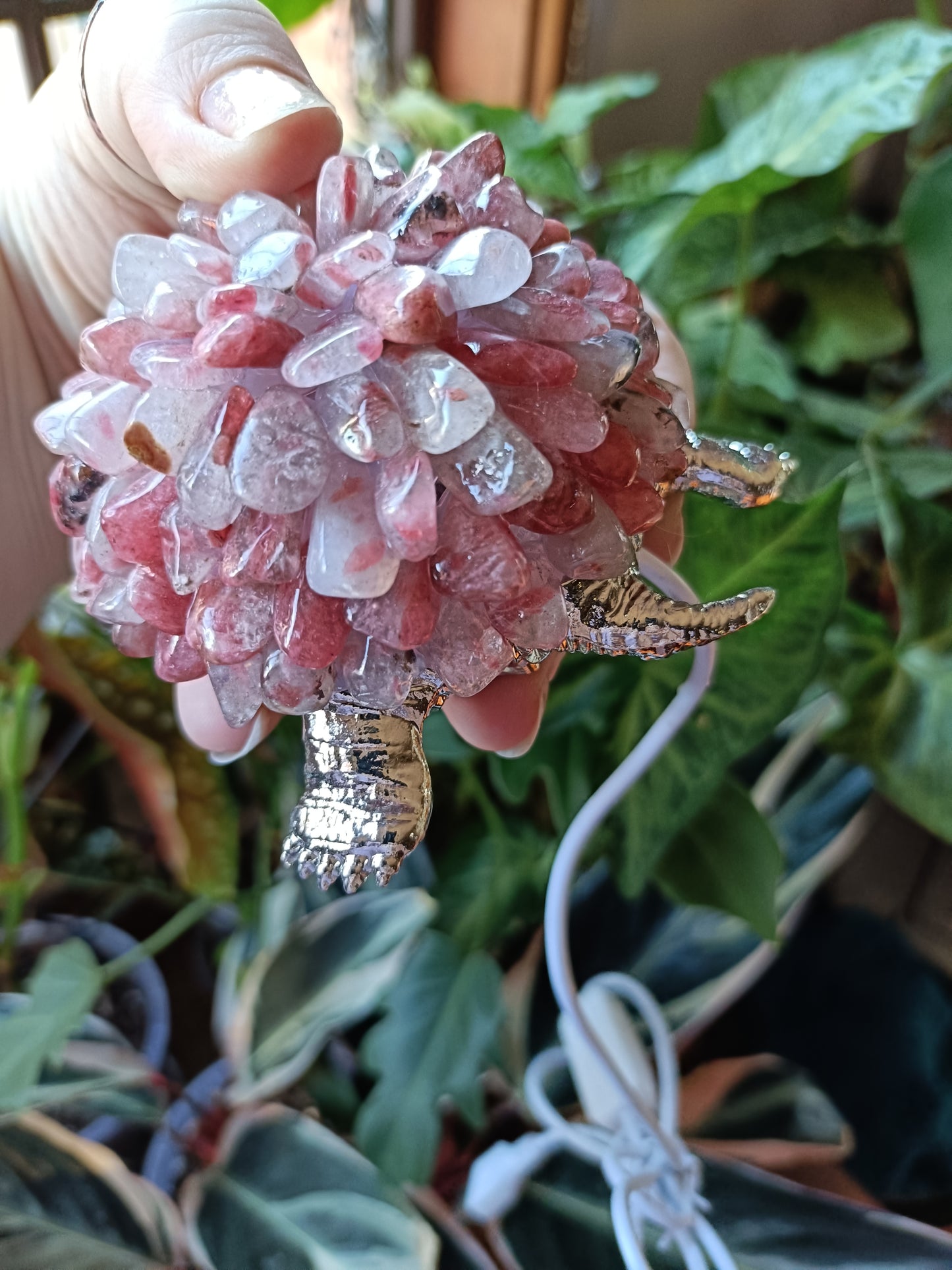 Pink Tourmaline LED Turtle Lamp