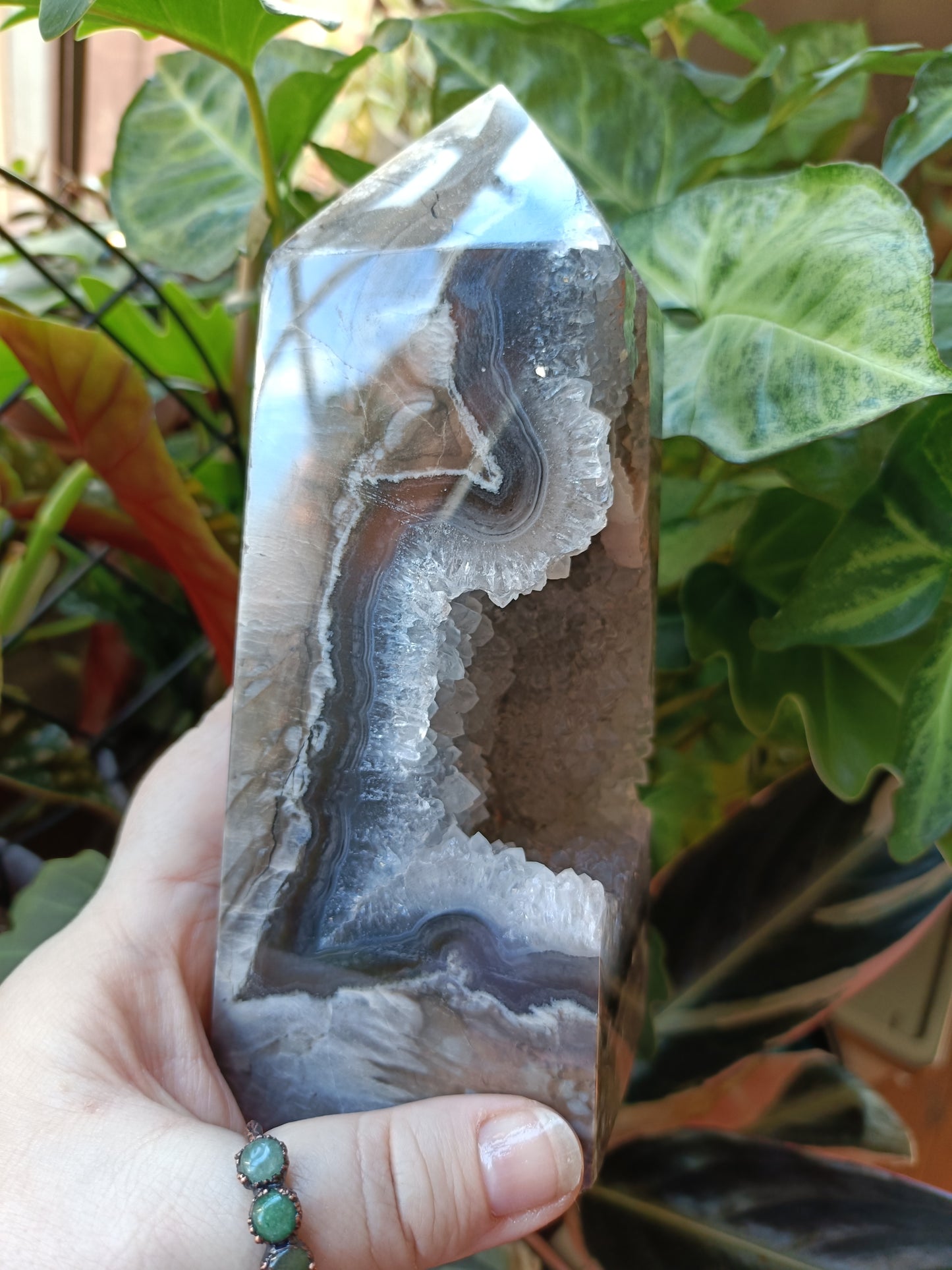 Volcanic Agate & Quartz Tower - 1102g