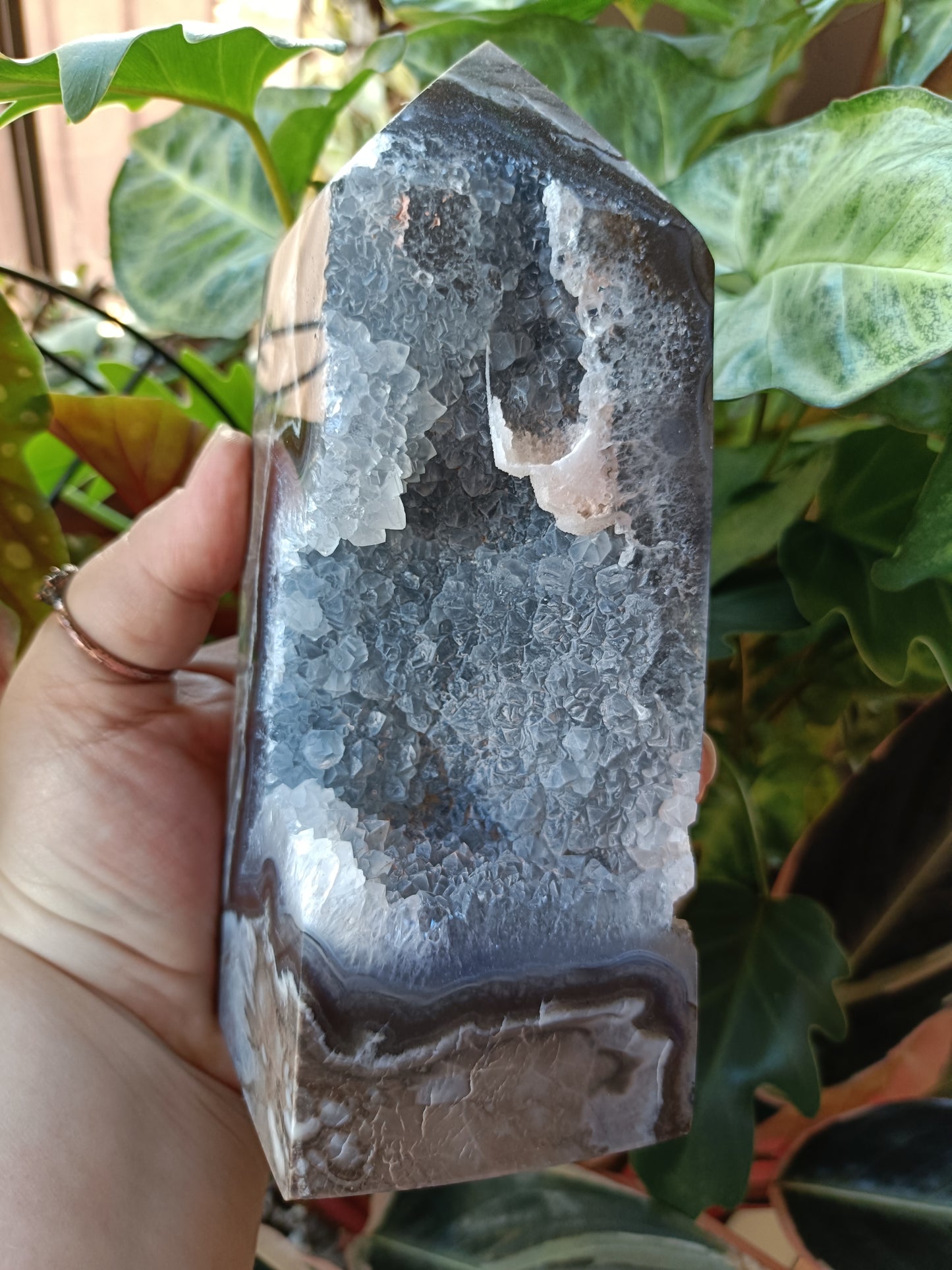 Volcanic Agate & Quartz Tower - 1102g