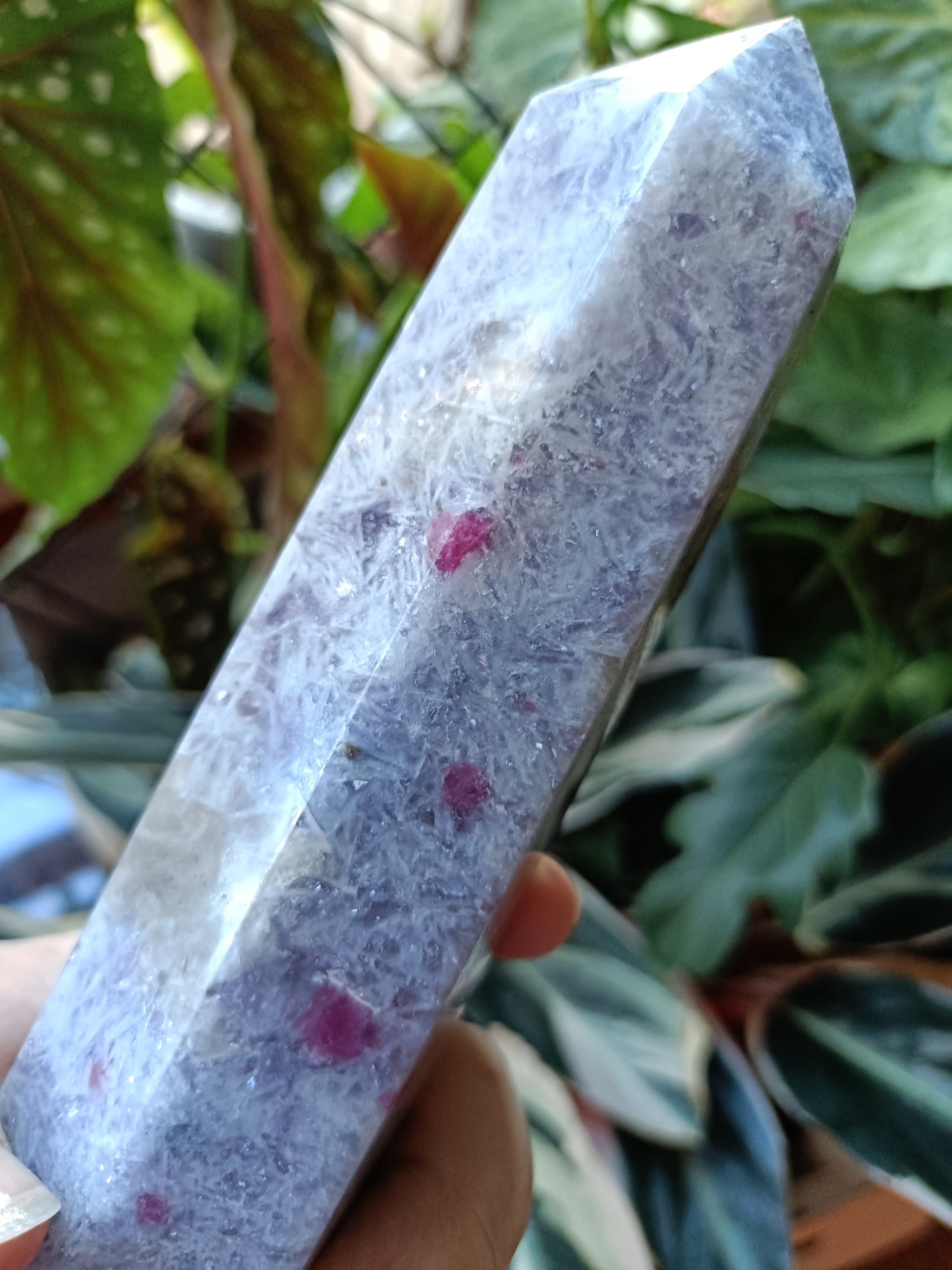 'Unicorn Stone' Pink Tourmaline, Smokey Quartz &amp; Lepidolite Tower - 966g