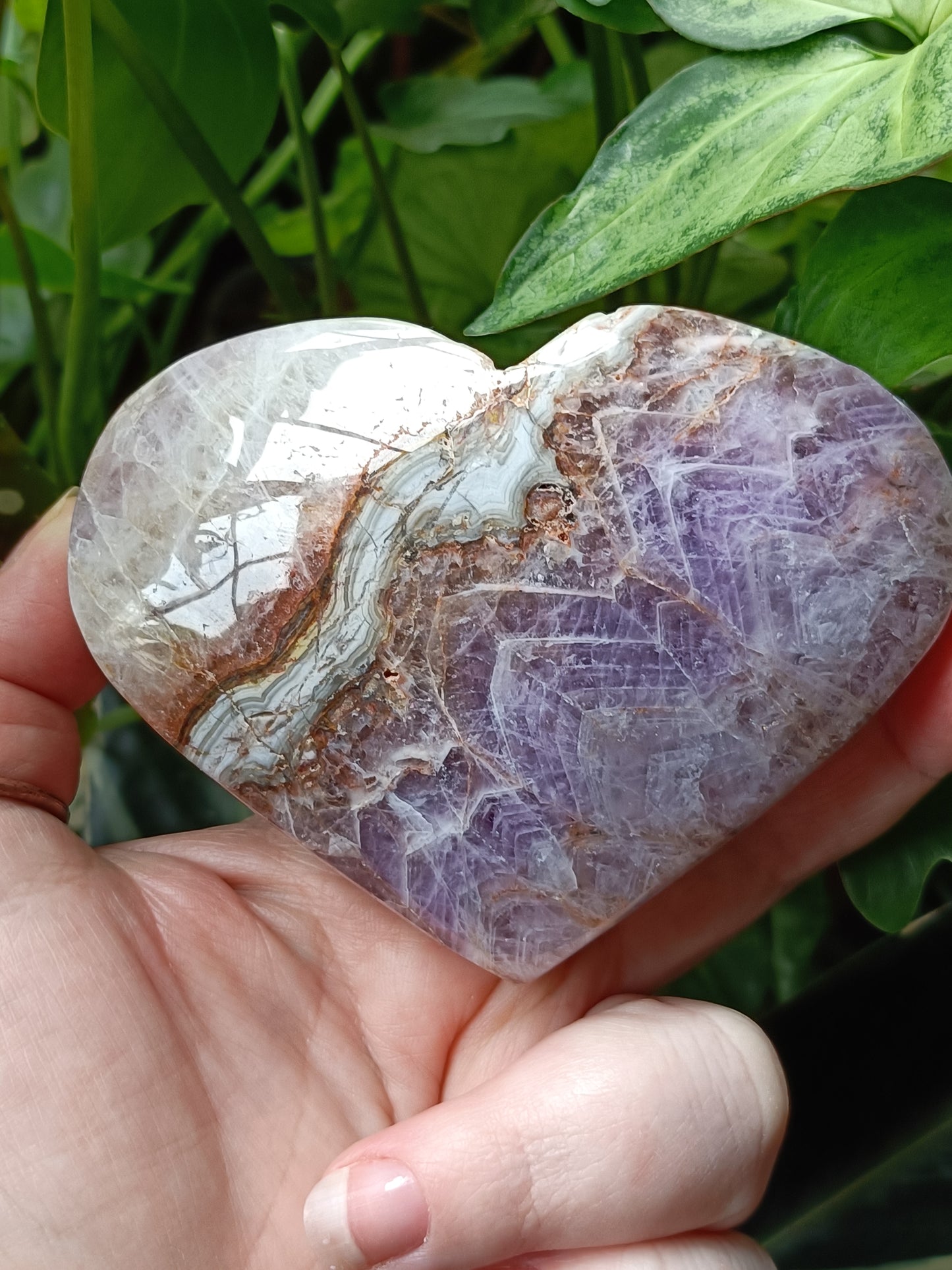 Amethyst & Mexican Lace Agate Heart - 433g
