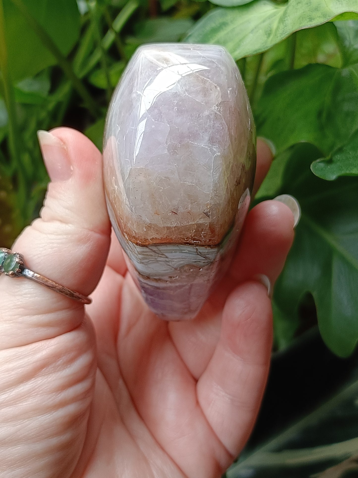 Amethyst & Mexican Lace Agate Heart - 433g