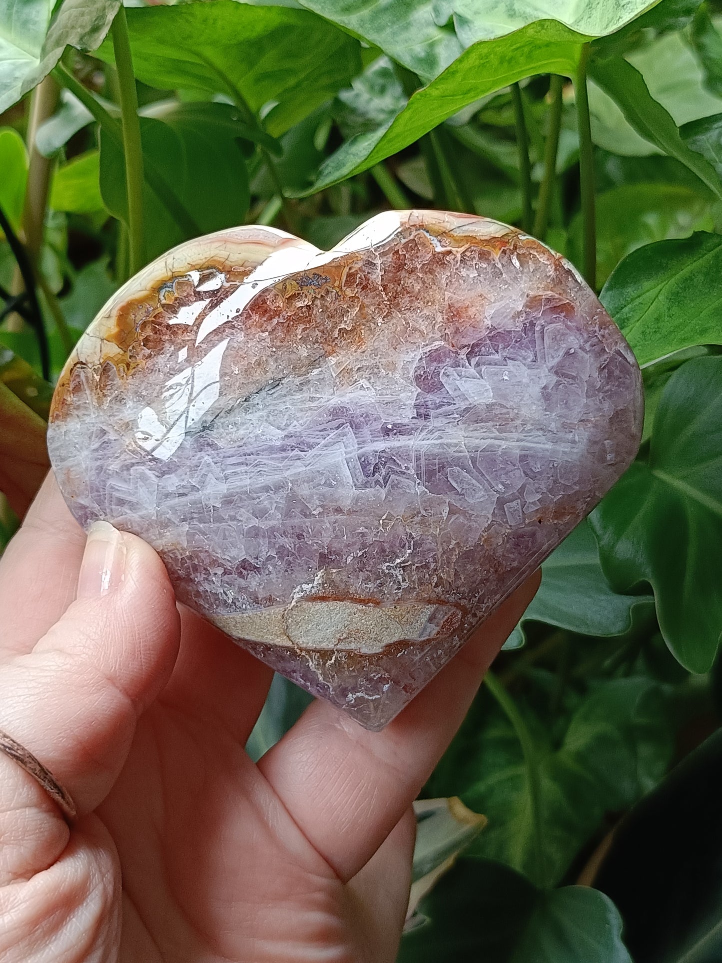 Amethyst & Mexican Lace Agate Heart - 425g