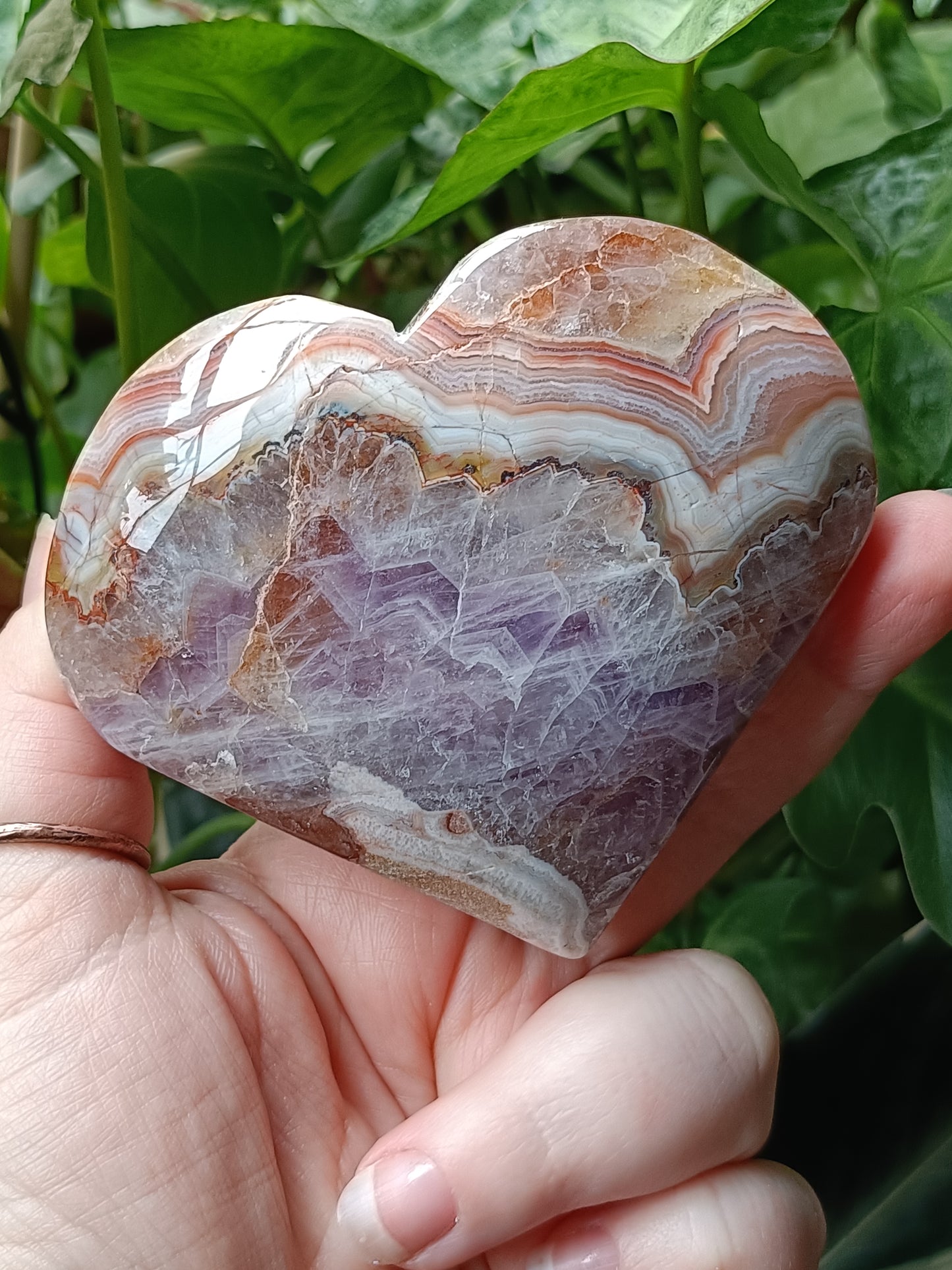 Amethyst & Mexican Lace Agate Heart - 425g