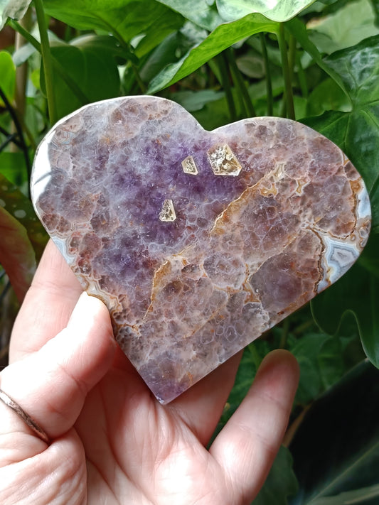 Amethyst & Mexican Lace Agate Heart - 356g